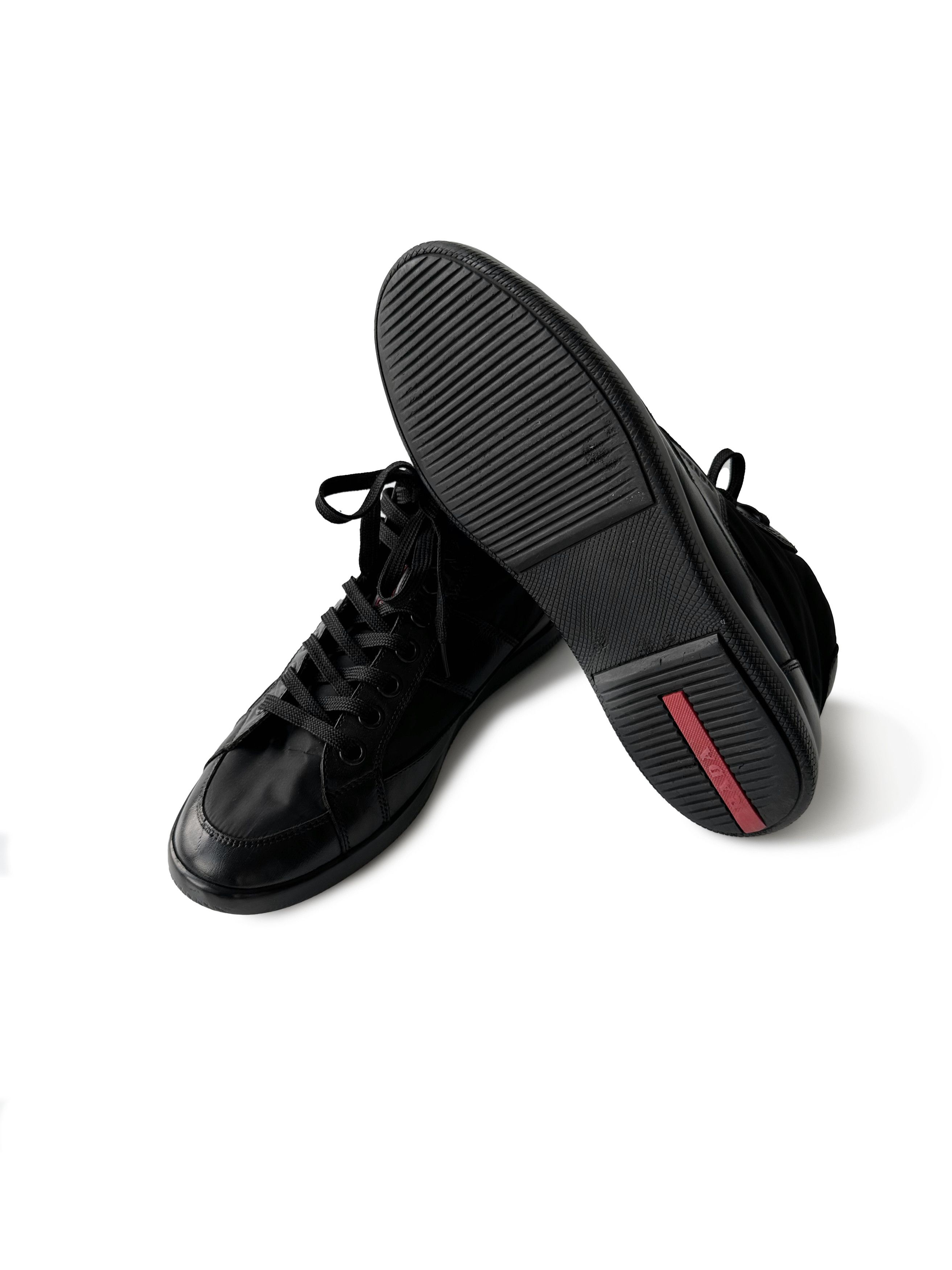 Prada Prada black leather/nylon hitop sneakers Size US 8 / EU 41 - 6 Thumbnail