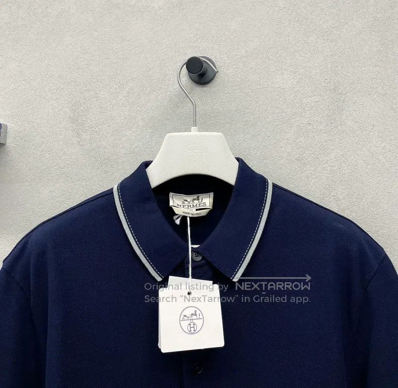Hermes Hermes Polo shirt, dark blue, classic collar design with w Size US M / EU 48-50 / 2 - 5 Thumbnail