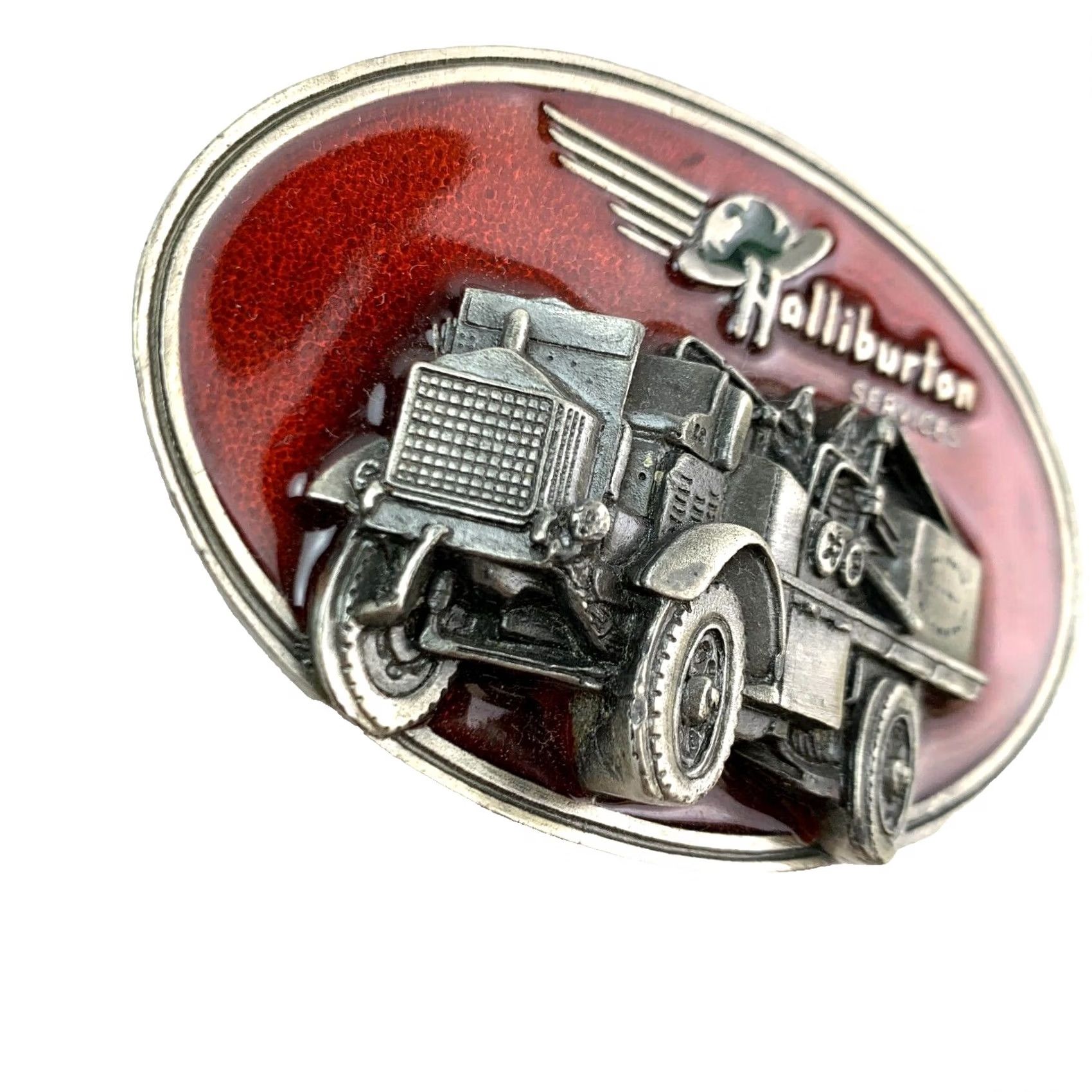 Vintage Vintage Halliburton 3D 1916 FWD Red Enamel Metal Belt Buckle General Graphics Adult Unisex Size ONE SIZE - 2 Thumbnail