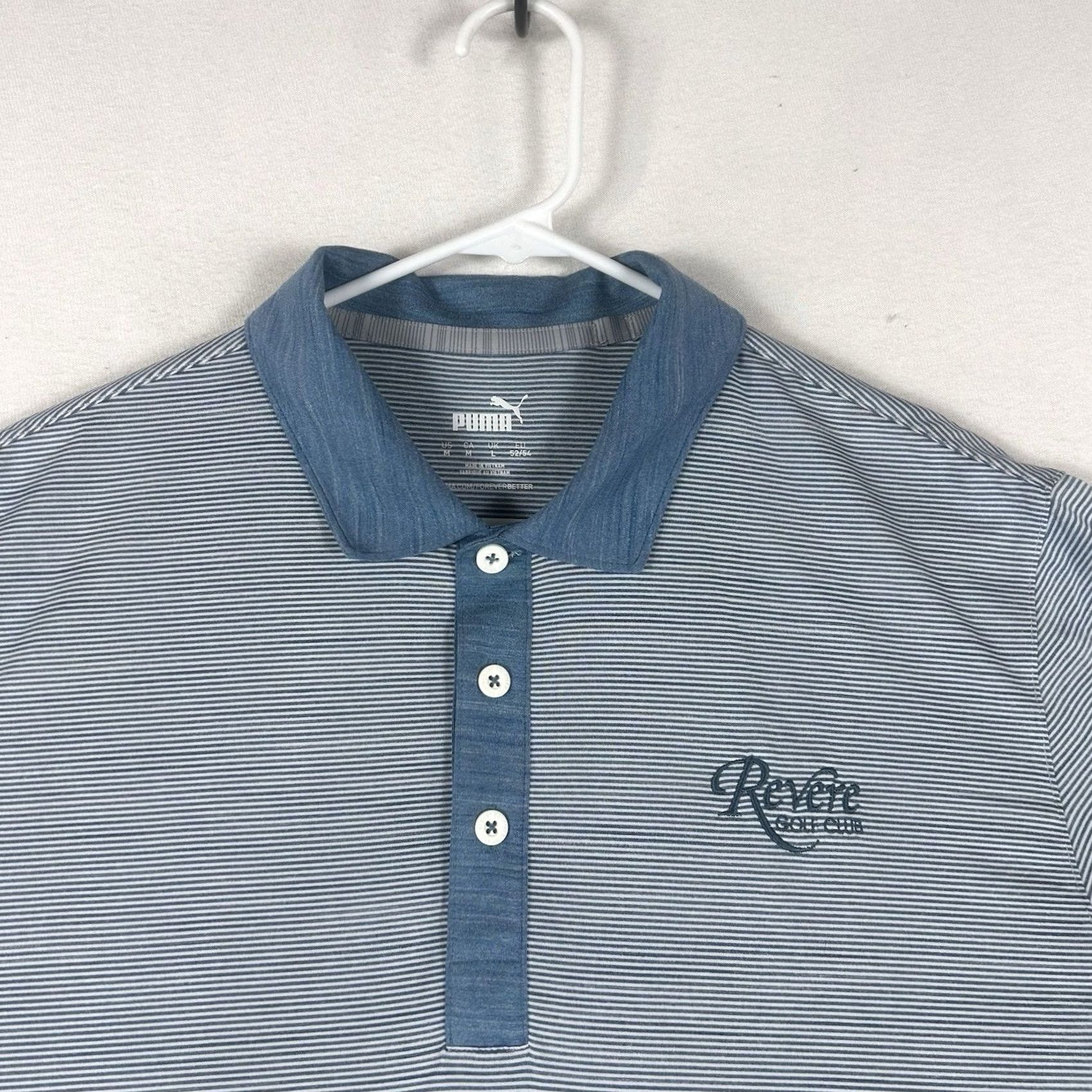 Puma PUMA Polo Shirt Mens M Blue Striped Golf Casual Dry Cell Short Sleeve NWT? Size US M / EU 48-50 / 2 - 2 Thumbnail