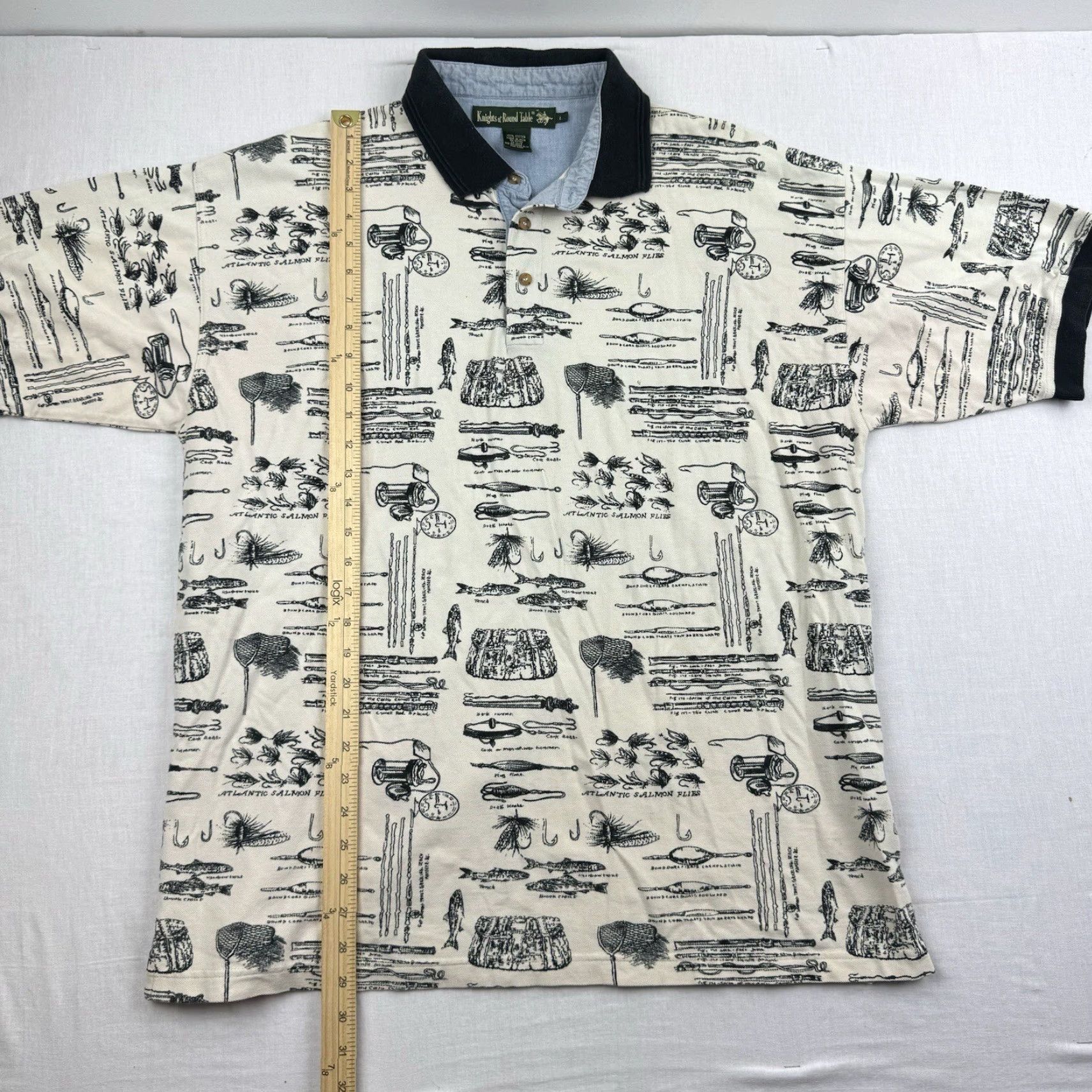 Vintage Vintage Knights Of Round Table Polo Shirt Print Fishing Lure Cream Large Adult Size US L / EU 52-54 / 3 - 4 Thumbnail