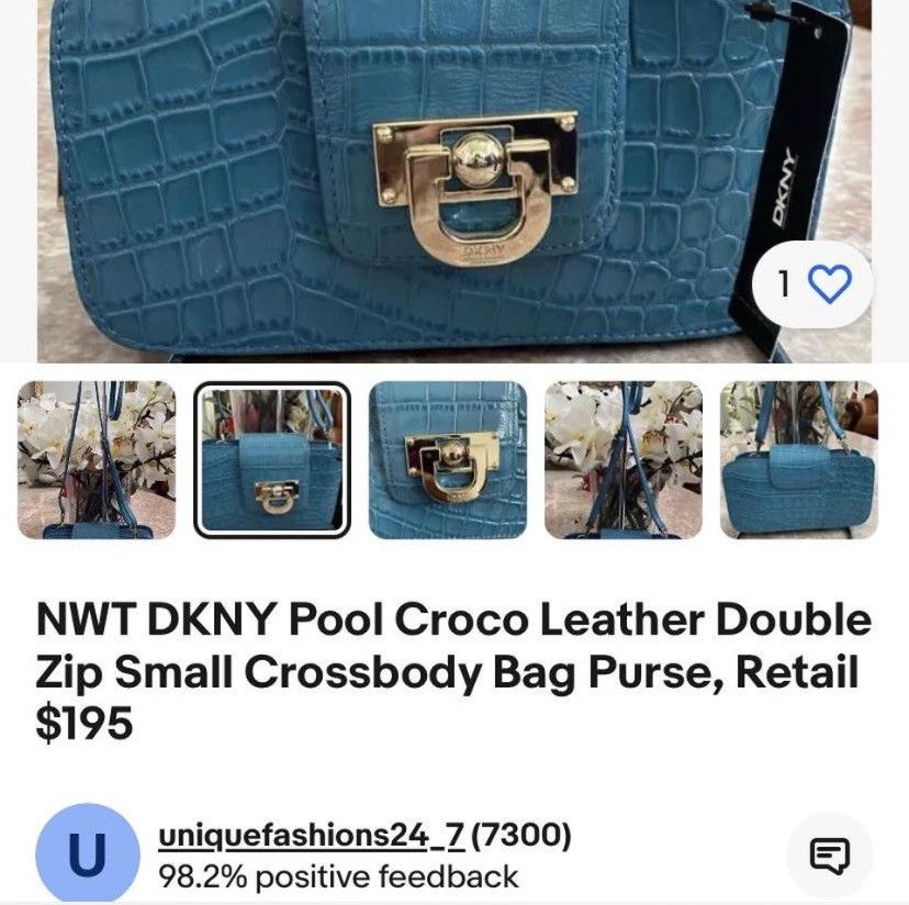DKNY Vintage DKNY Teal crocodile leather cross body purse! Size ONE SIZE - 3 Thumbnail