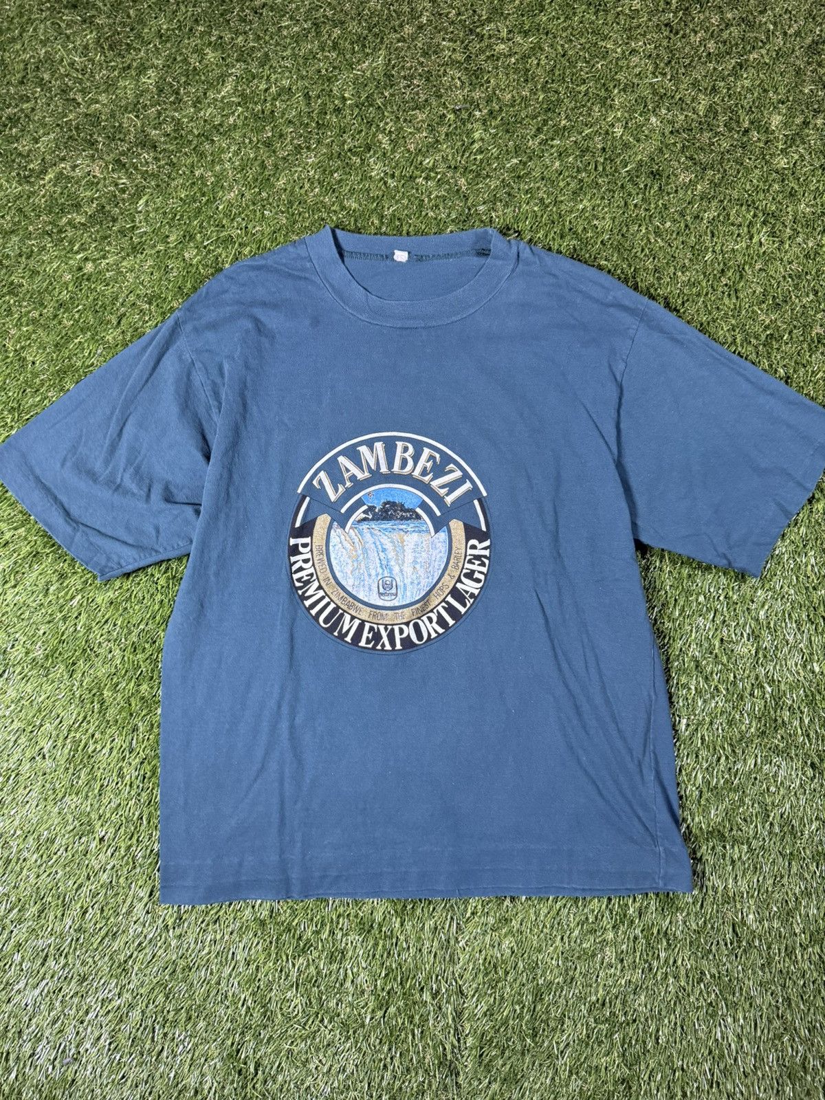 Vintage Vintage 90s Teal Zimbabwe Alcohol Beer Fall Obscure Tee Size US L / EU 52-54 / 3 - 1 Thumbnail
