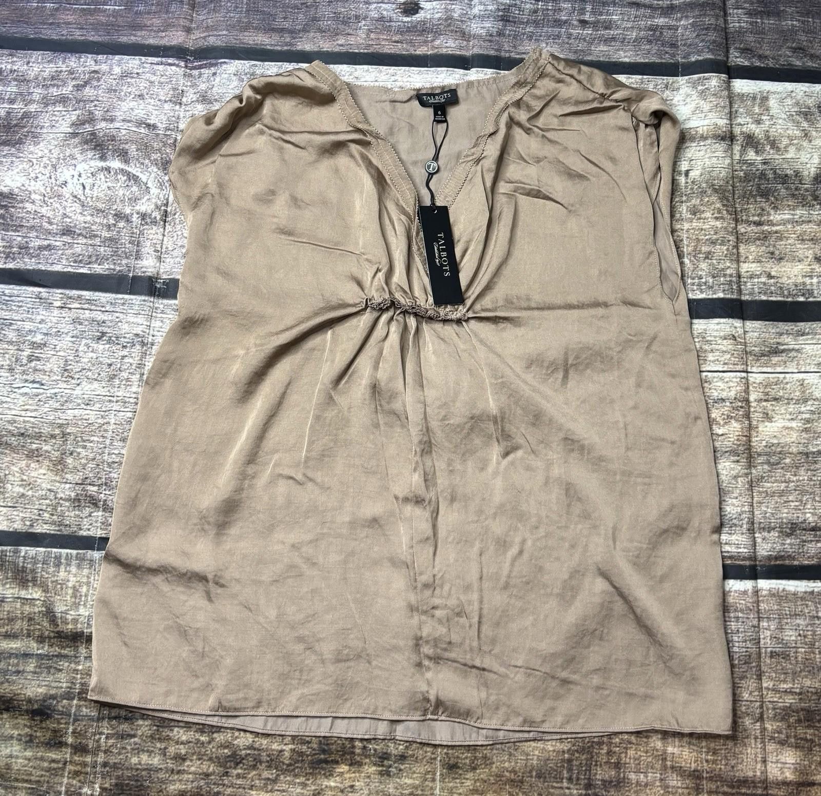 Talbots Talbots Top Women's Size 6 Gold Brown Satin Pleated NEW Size M / US 6-8 / IT 42-44 - 1 Thumbnail