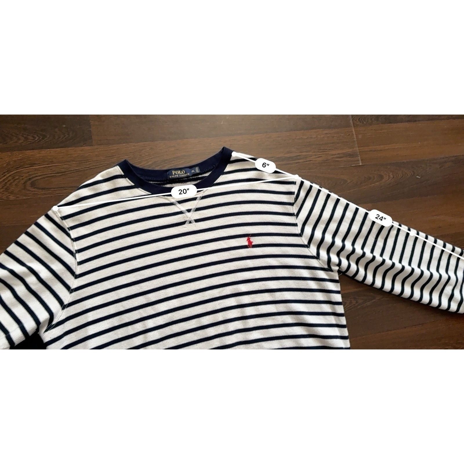 Polo Ralph Lauren Vintage RPL Wte Navy Stripe Cotton Crew Neck Pullover SZ XL Size US XL / EU 56 / 4 - 11 Thumbnail