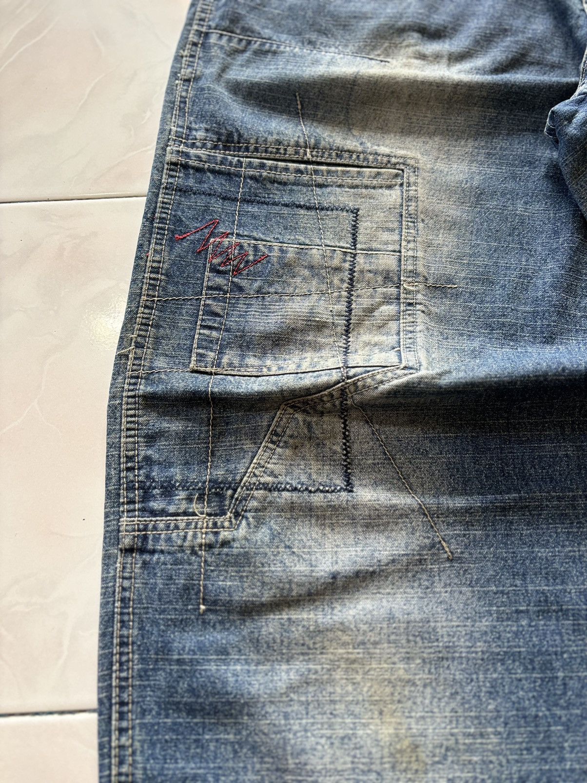 Pelle Pelle Pelle Pelle Mud Wash Baggy Patchwork Denim Jeans Size US 32 / EU 48 - 6 Thumbnail