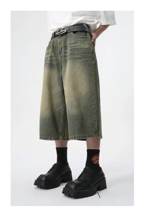 Other Vintage straight wide-leg distressed denim shorts Size US 32 / EU 48 - 3 Thumbnail