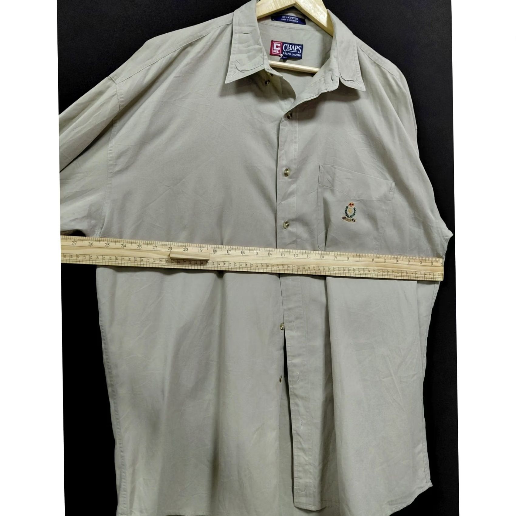 Ralph Lauren CHAPS RALPH LAUREN Shirt Solid Long Sleeve Men XLT Beige 100% Cotton Button-Up Logo Embroidered Casual Business Shirt Size US XL / EU 56 / 4 - 7 Thumbnail