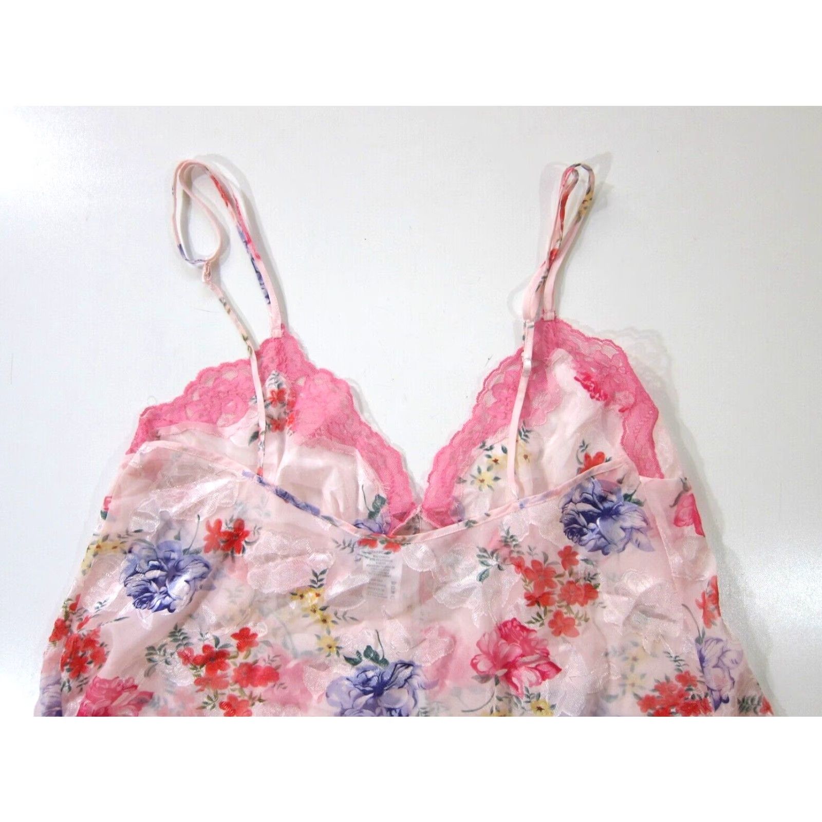 Vintage Secret Treasures Camisole Lingerie Spaghetti Strap Floral 1XL Pink Size ONE SIZE - 6 Thumbnail