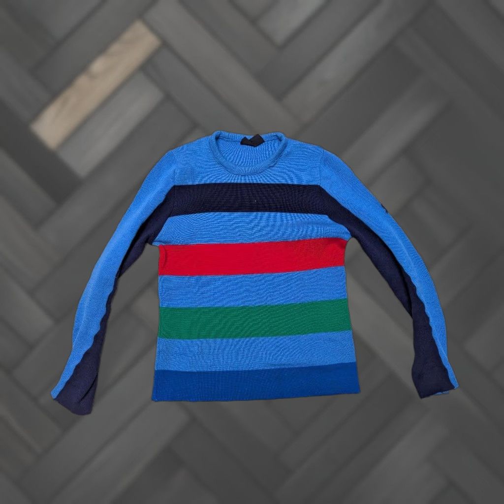 Rainbow VINTAGE DEMETRE Womens Wool Sweater XXS Blue Rainbow Stripe 1980s Size XXS / US 00 / IT 34 - 1 Thumbnail