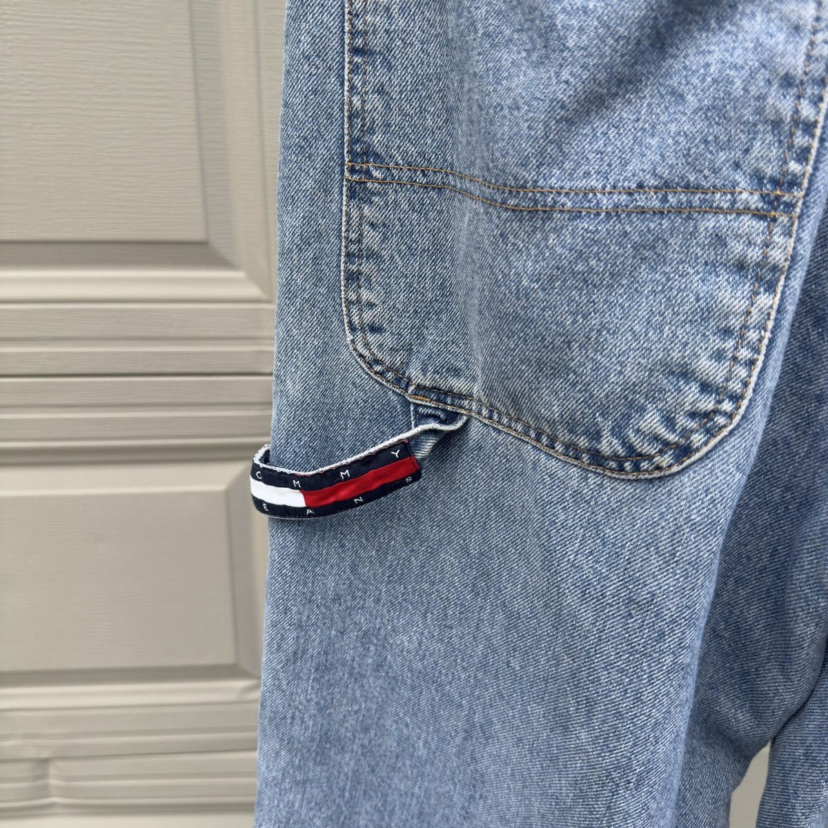 Vintage Tommy Jeans Thrashed Faded Distressed Work Jeans ERD Grunge Size US 31 - 7 Thumbnail