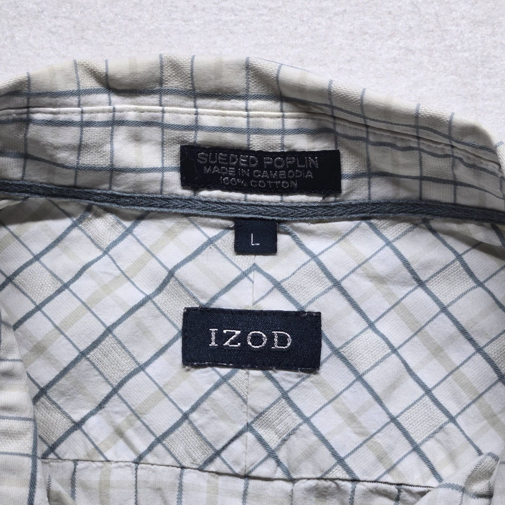 Izod VINTAGE IZOD Men's Shirt Casual Business Long Sleeve Button-Up Cotton Check Large White Size US L / EU 52-54 / 3 - 3 Thumbnail