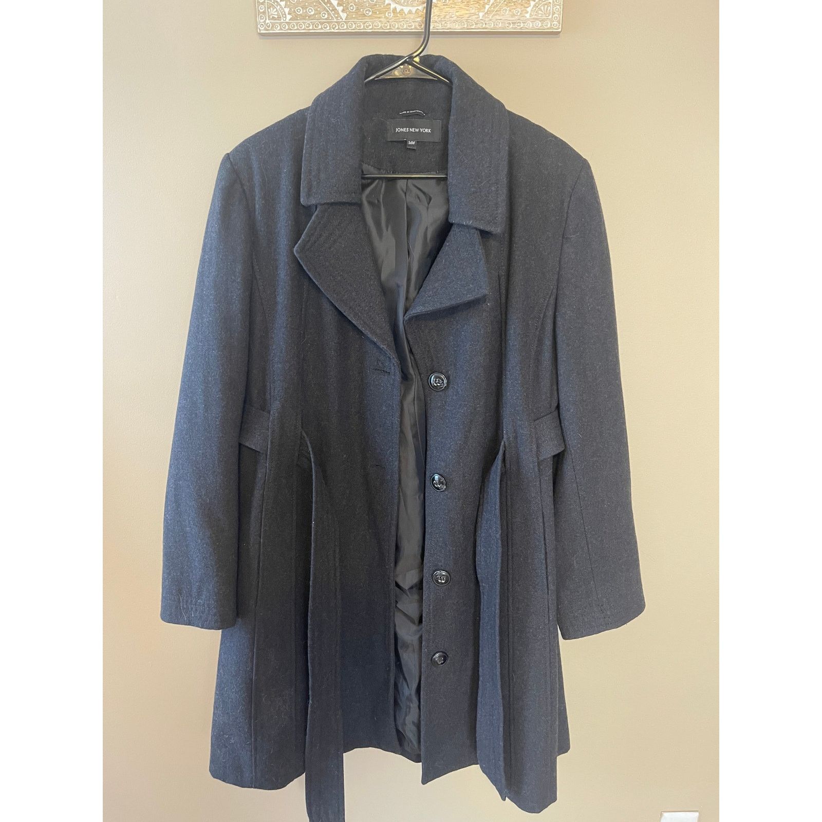 Jones New York Jones New York Women's Black Midi Wool Blend Peacoat Size XL / US 12-14 / IT 48-50 - 1 Thumbnail