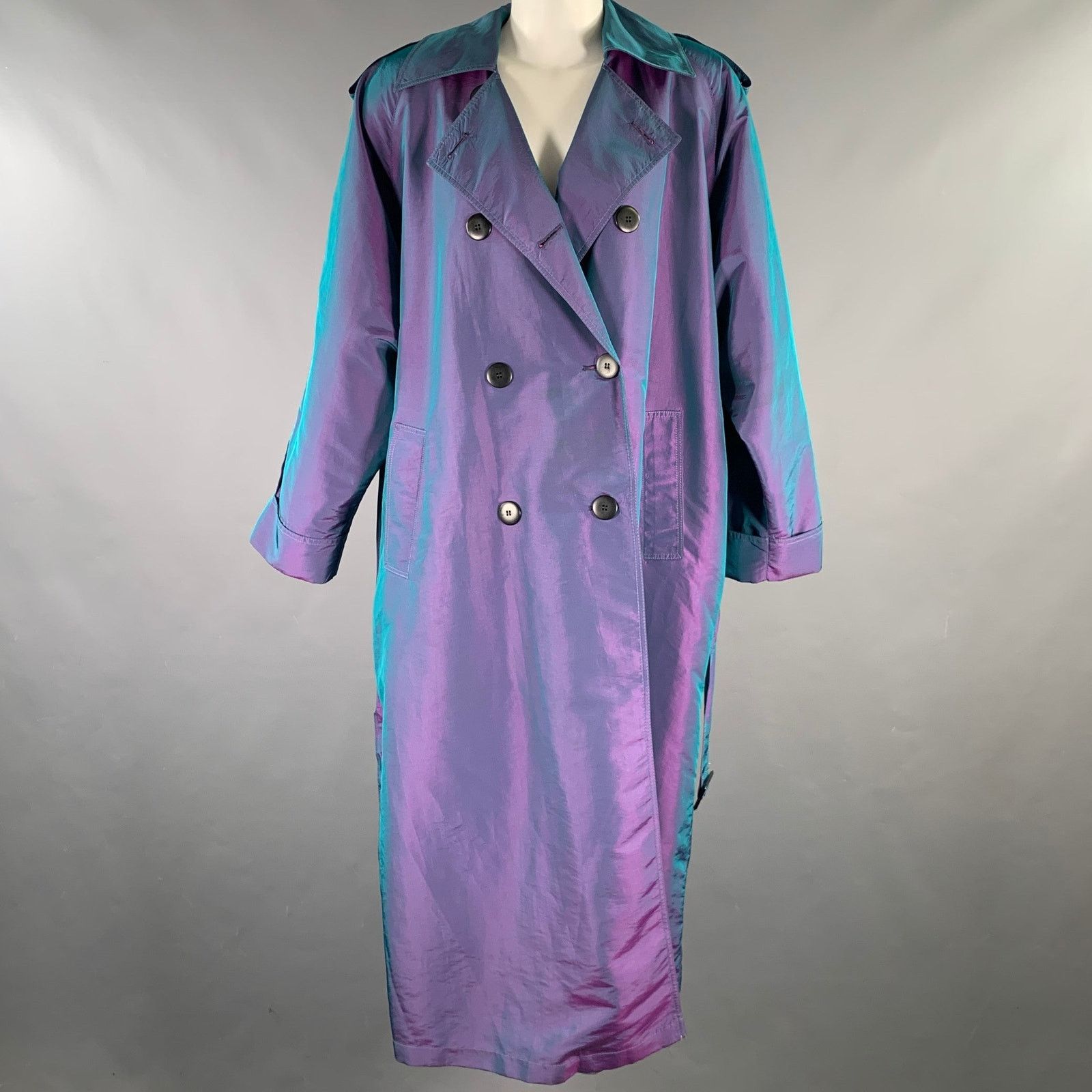 Dior CHRISTIAN DIOR Size 6 Purple Teal Iridescent Trench Coat Size M / US 6-8 / IT 42-44 - 2 Thumbnail