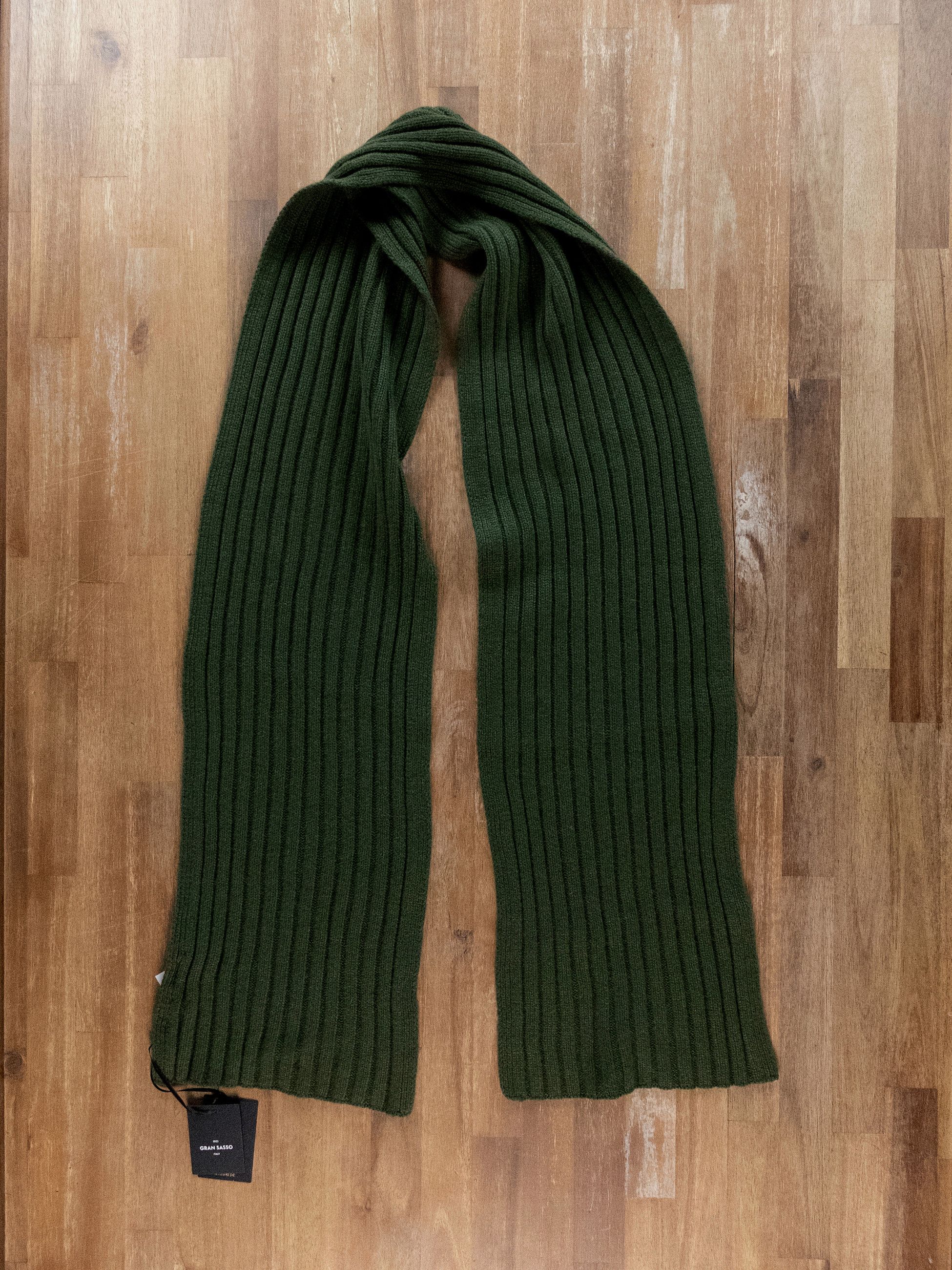 Gran Sasso GRAN SASSO green ribbed cashmere scarf NWT Size ONE SIZE - 1 Thumbnail