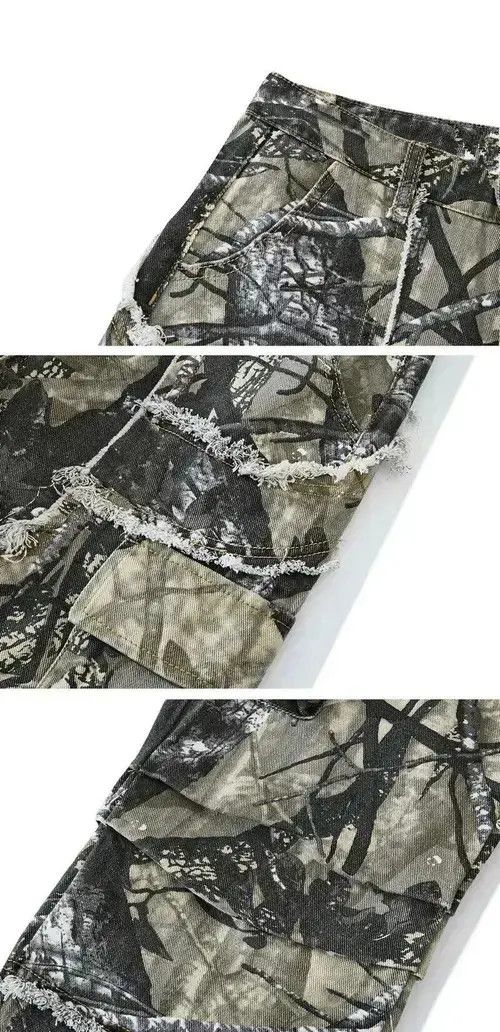 VIBE #20 Camouflage Baggy Flare Jeans Cargo Size US 35 - 7 Thumbnail