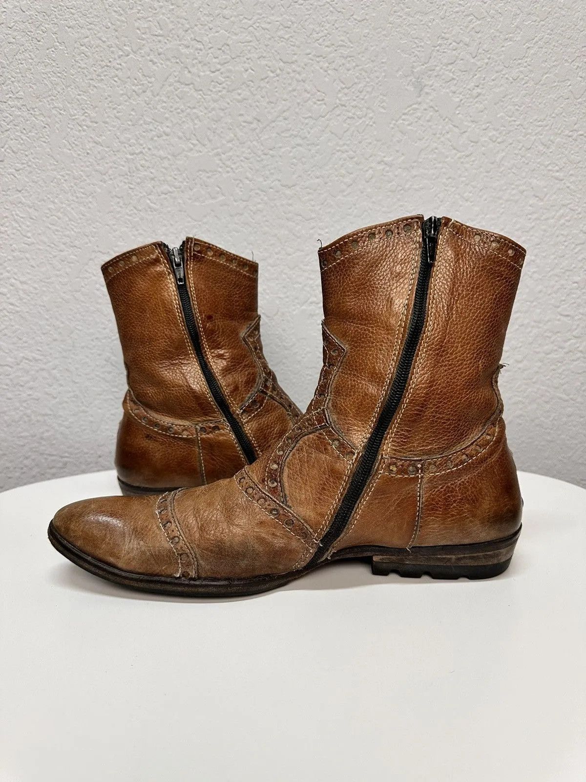 14th Addiction Western Archive Brown Leather Military Boots Vintage AS 98 Size US 7 / EU 40 - 1 Thumbnail