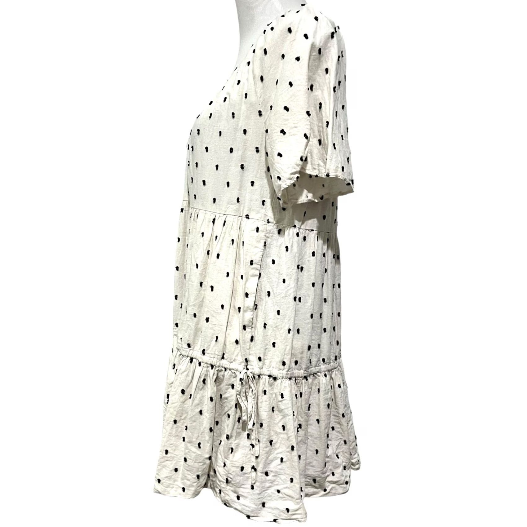 Madewell VINTAGE Madewell Lorelei Linen Blend Mini Dress Tiered Cream Cotton Clip Dot M Dress Women Knit Silk? Size M / US 6-8 / IT 42-44 - 7 Thumbnail