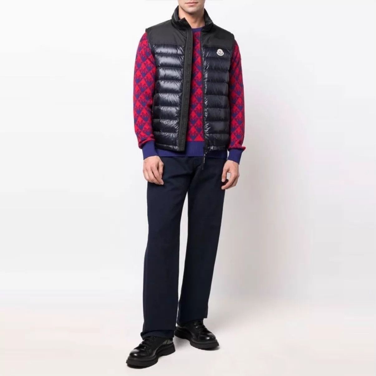 Moncler Moncler Navy Blue Color Blocked Embroidered Logo Down Vest Size 2 Size US M / EU 48-50 / 2 - 6 Thumbnail