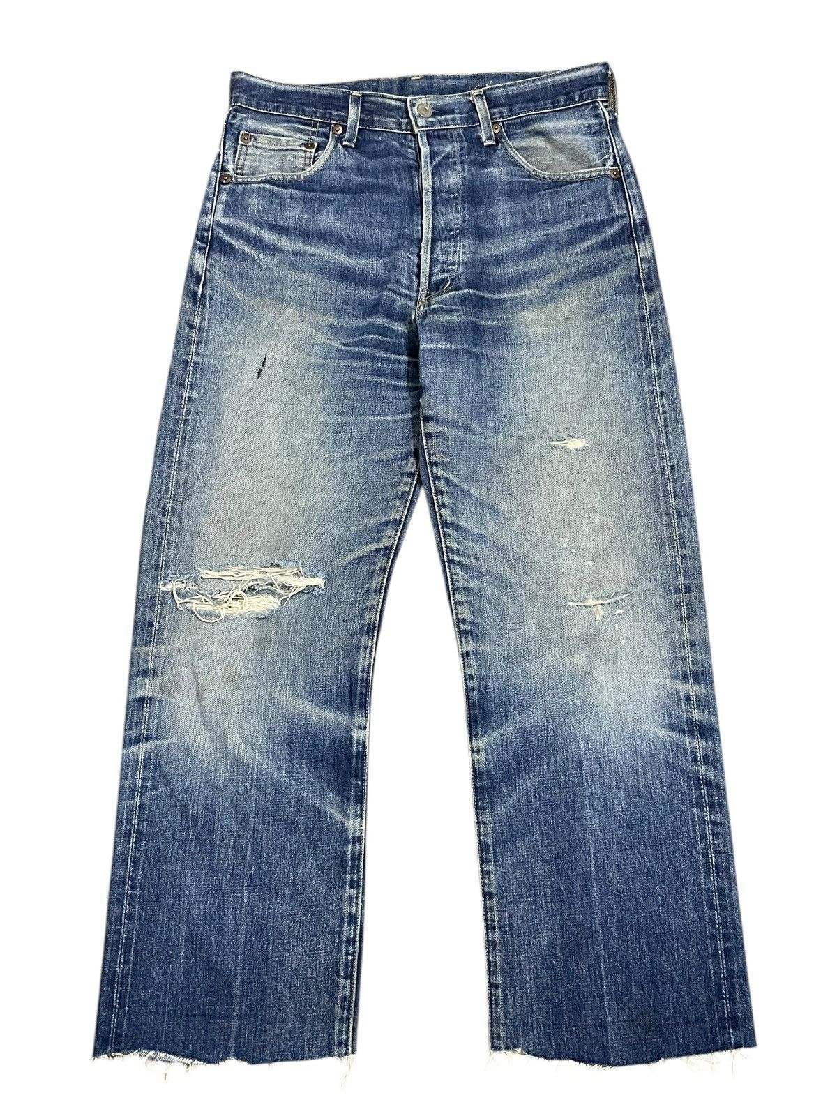 Levi's Vintage 80s Levi’s Big E Salvaged Distressed Cropped Jeans Size US 31 - 2 Thumbnail