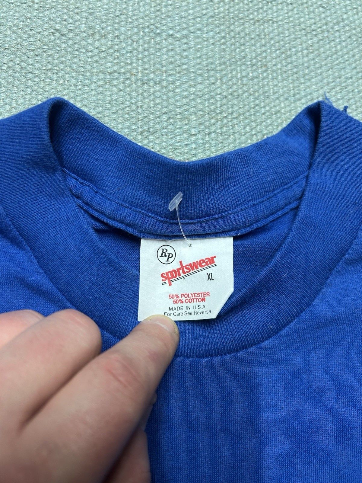 Vintage 80s blank t shirt single stitch poly cotton sportswear L/XL Size US L / EU 52-54 / 3 - 3 Thumbnail