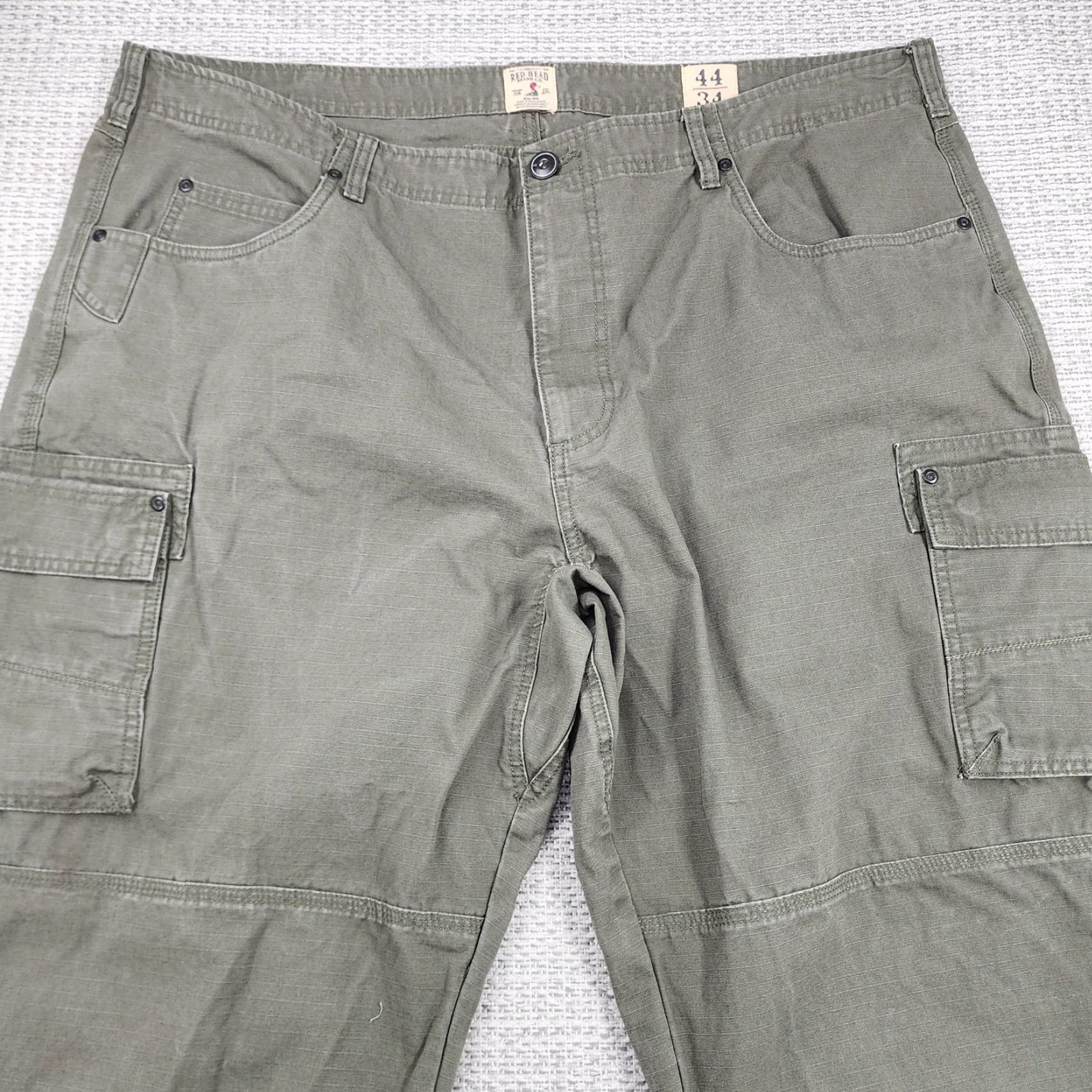 Olive RedHead Cargo Pants Mens 44x27 Olive Green Ripstop Double Knee Cargo Workwear Pants Mens 44 Olive Green Cotton Ripstop Regular Size US 44 / EU 60 - 3 Thumbnail