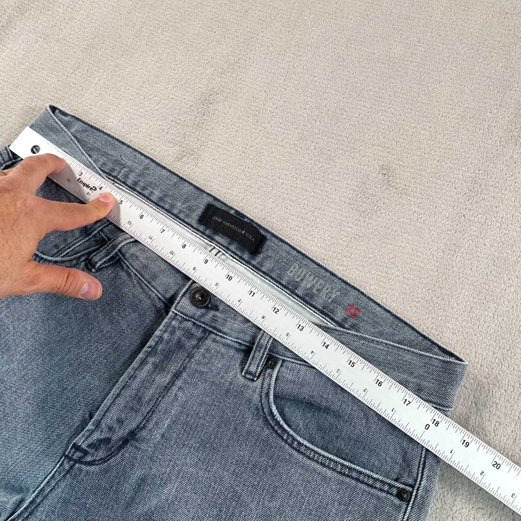 John Varvatos John Varvatos USA Bowery Slim Straight Men 36x26.5 Grey Zip Fly Denim Jeans Size US 36 / EU 52 - 6 Thumbnail
