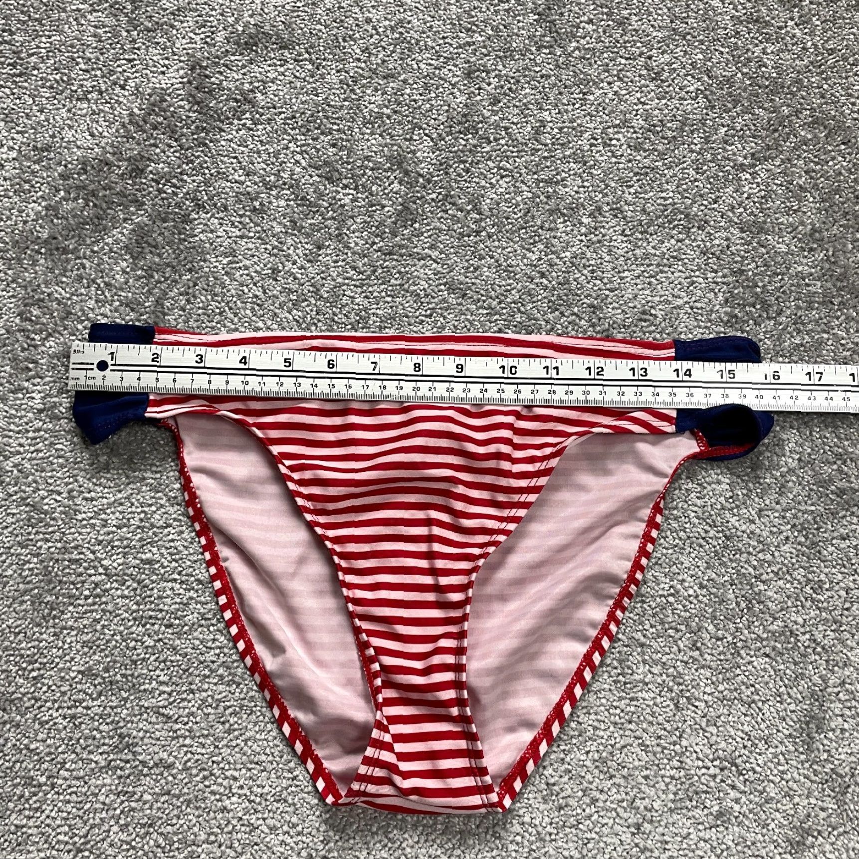 Vintage Bobbie Brooks Bikini Bottom Womens 1XL Red White Striped Mid Rise Summer Beach Size 40" / US 18 - 6 Thumbnail