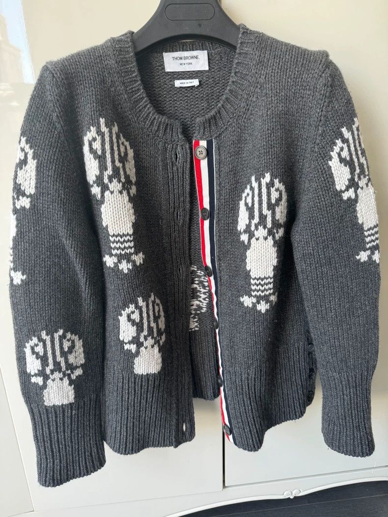 Thom Browne Gray Lobster Wool Cardigan - dmc