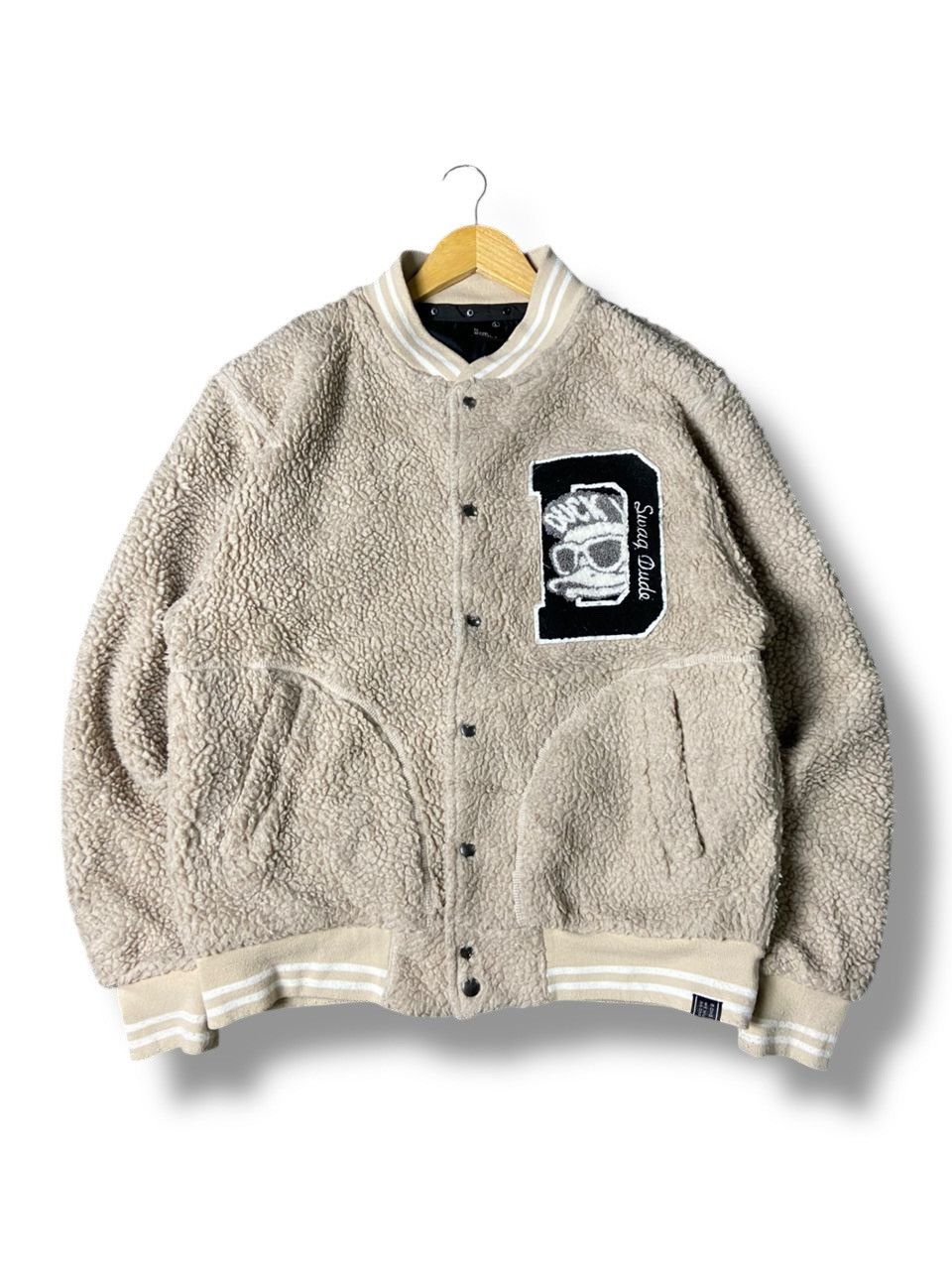 Japanese Brand B One Soul x Duck Dude Quackers Fleece Varsity Jacket (137) Size US L / EU 52-54 / 3 - 1 Thumbnail