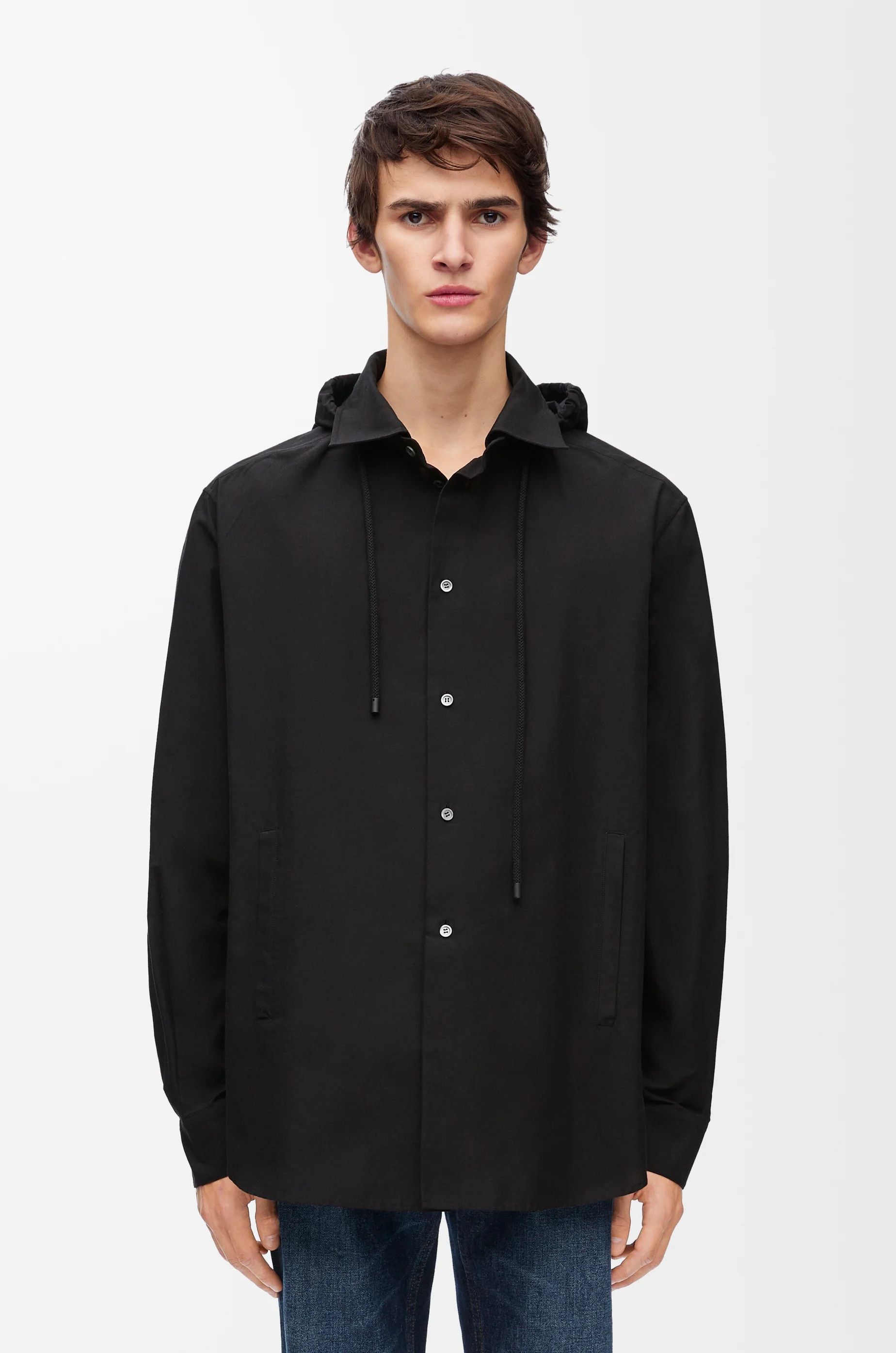 Loewe o1in1g0426 Anagram Hooded Overshirt in Black Size US XL / EU 56 / 4 - 4 Thumbnail