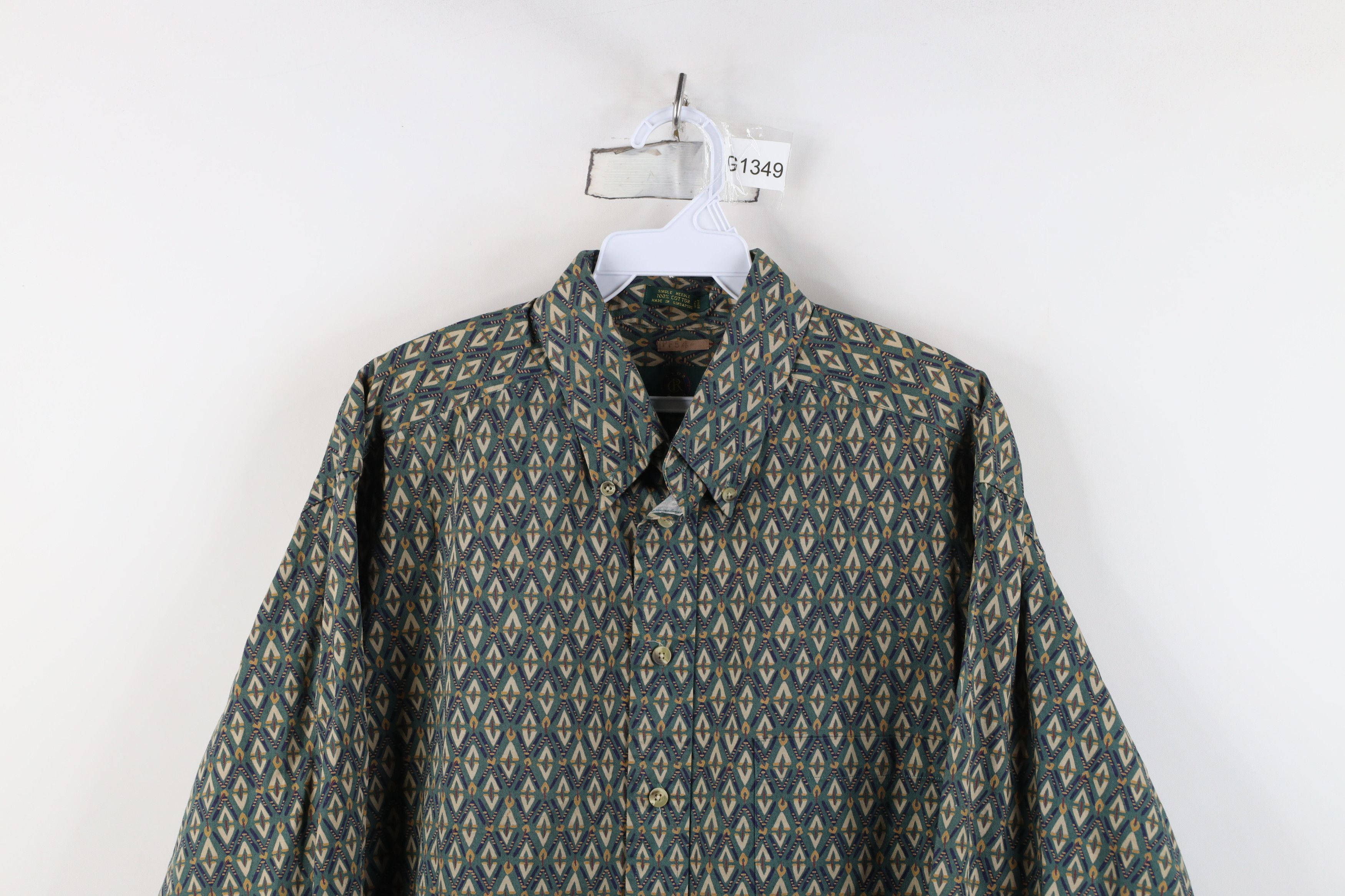 Vintage Vintage 90s Streetwear Collared Button Down Shirt Green Size US L / EU 52-54 / 3 - 2 Thumbnail
