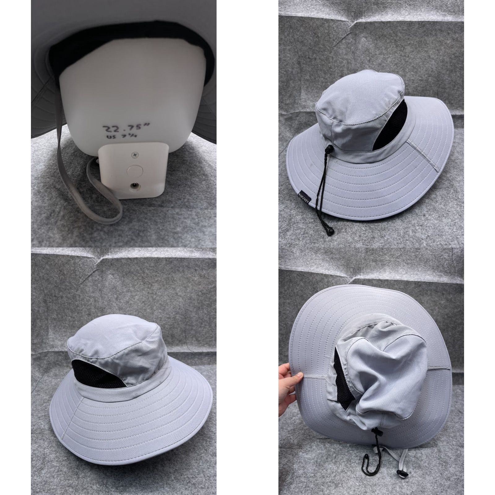 Vintage Einskey Sun Hat Adult One Size Gray Knit 100% Polyester Camp Outdoors Sun Hat Unisex Adults Size ONE SIZE - 8 Thumbnail