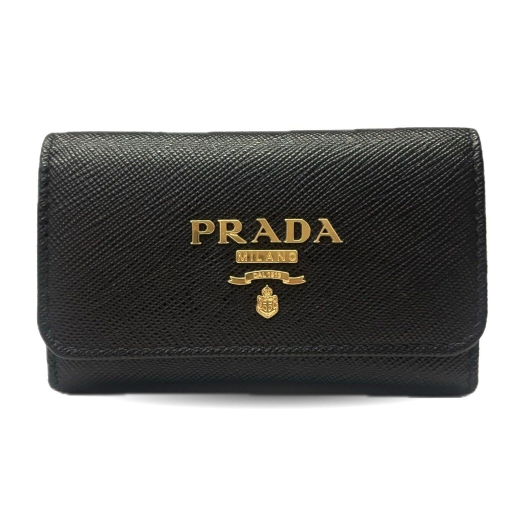 Prada Prada Saffiano Leather Key Case, 4-ring, Black, 1PG004 PRADA Size ONE SIZE - 1 Thumbnail