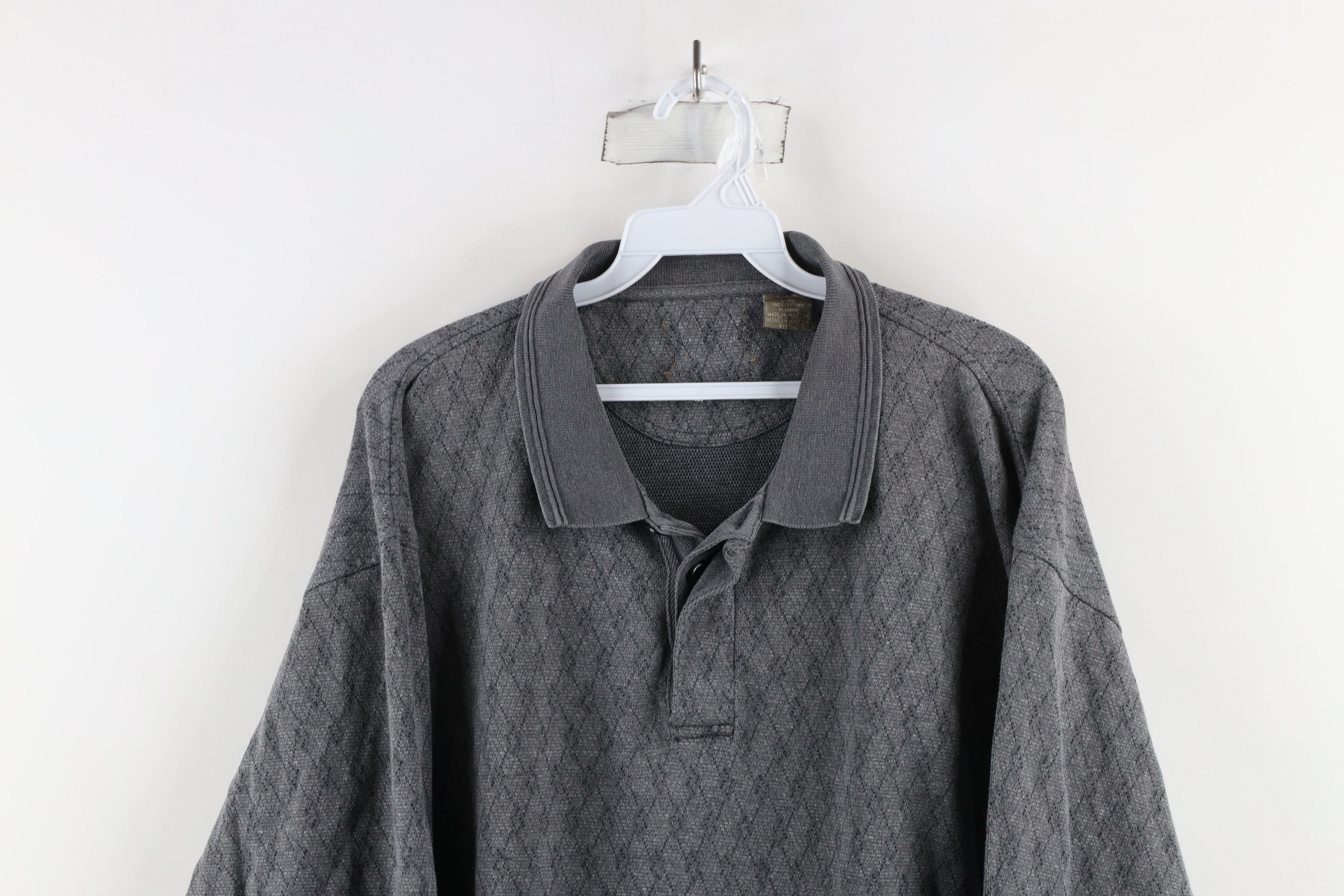 Vintage Vintage 90s Streetwear Argyle Long Sleeve Rugby Polo Gray Size US L / EU 52-54 / 3 - 2 Thumbnail