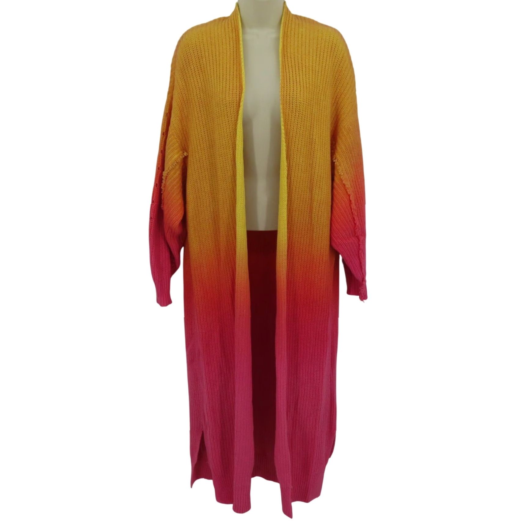 Free People Free People Cardigan Sweater Women XS Multicolor Ombre Yellow Orange Pink Maxi Size XS / US 0-2 / IT 36-38 - 2 Thumbnail