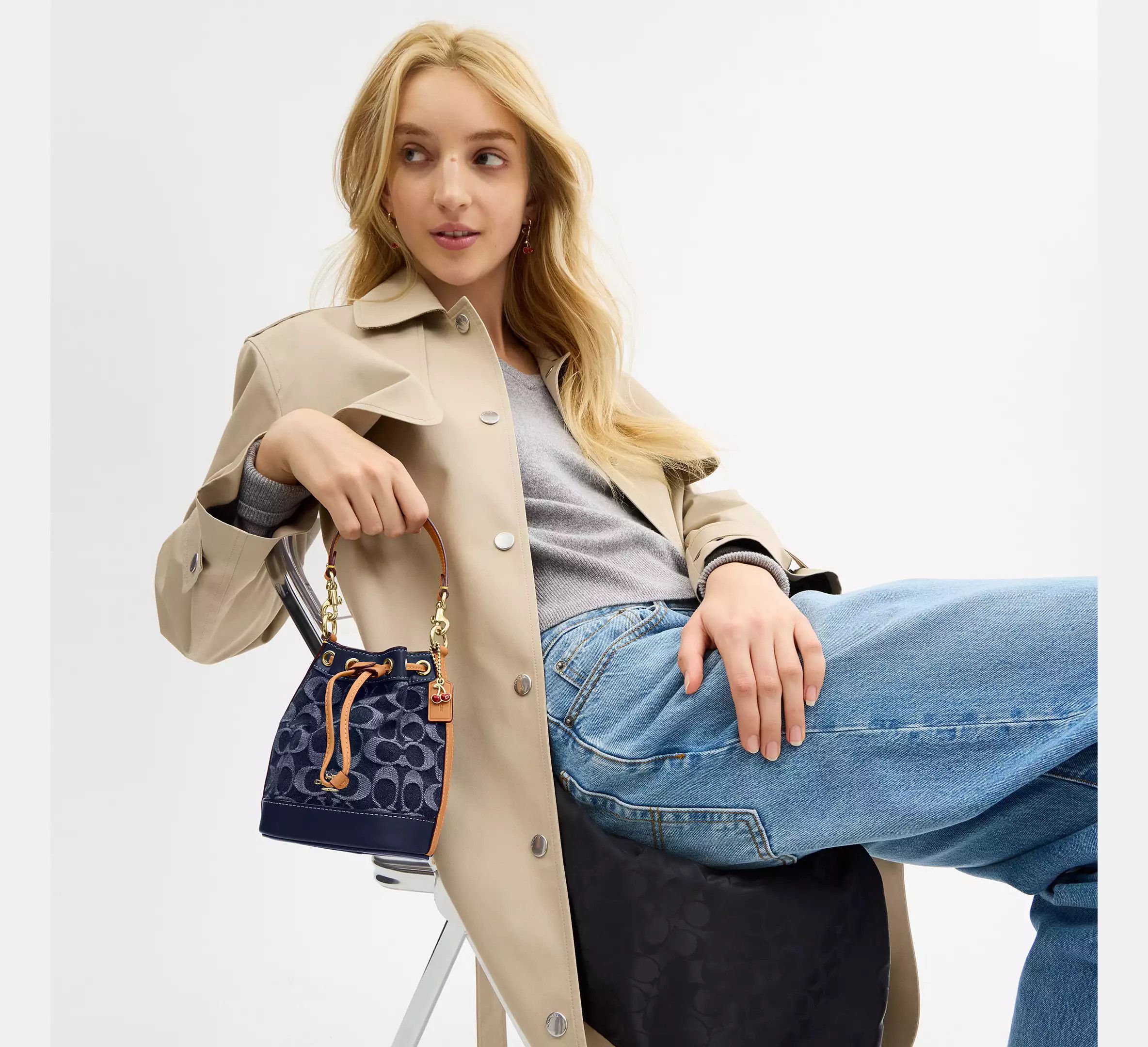 Coach Mini Bucket Bag In Signature Denim CY740 Size ONE SIZE - 10 Thumbnail