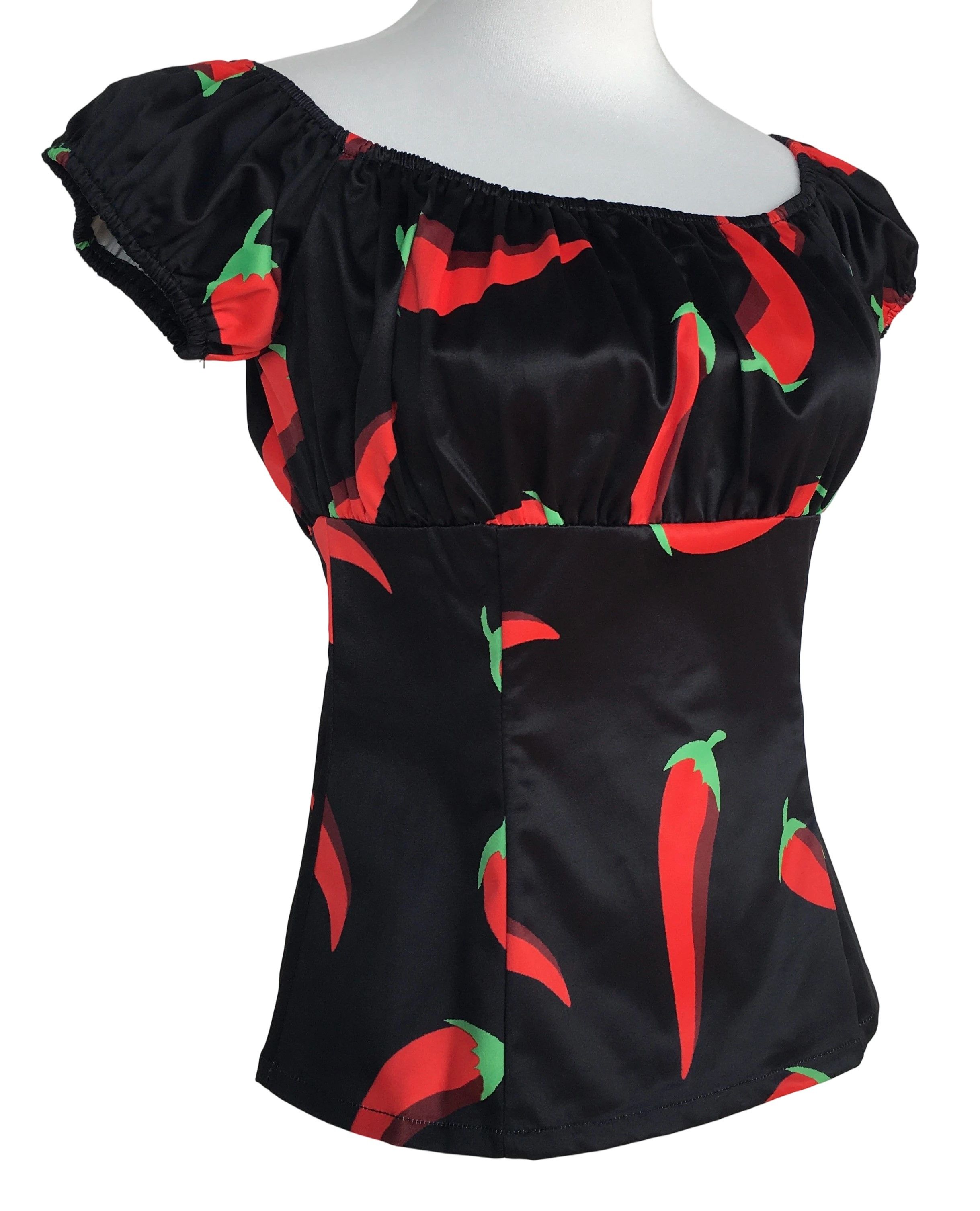 Other Chili pepper print off shoulder slim fit women tops Size XXL / US 16-18 / IT 52-54 - 2 Thumbnail