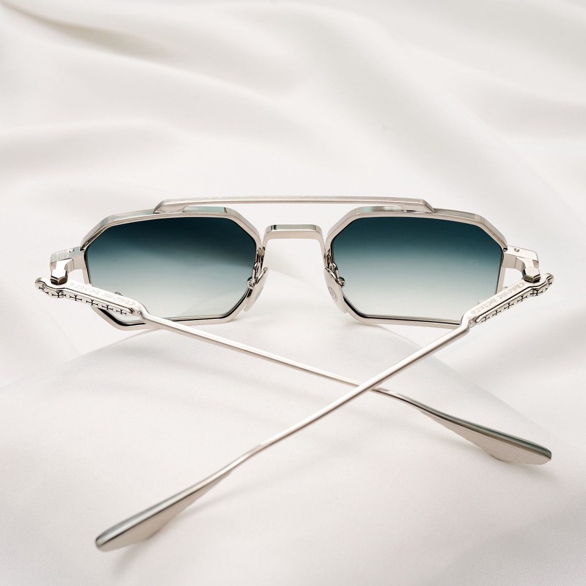 Chrome Hearts CHROME HEARTS RUMP SHINY SILVER - BRUSHED SILVER SUNGLASSES Size ONE SIZE - 7 Thumbnail