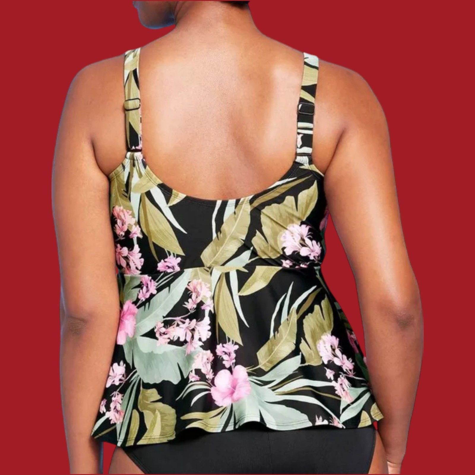Other Kona Sol - Women's V-Neck Underwire Tankini Top - Green/Blac Size ONE SIZE - 2 Thumbnail