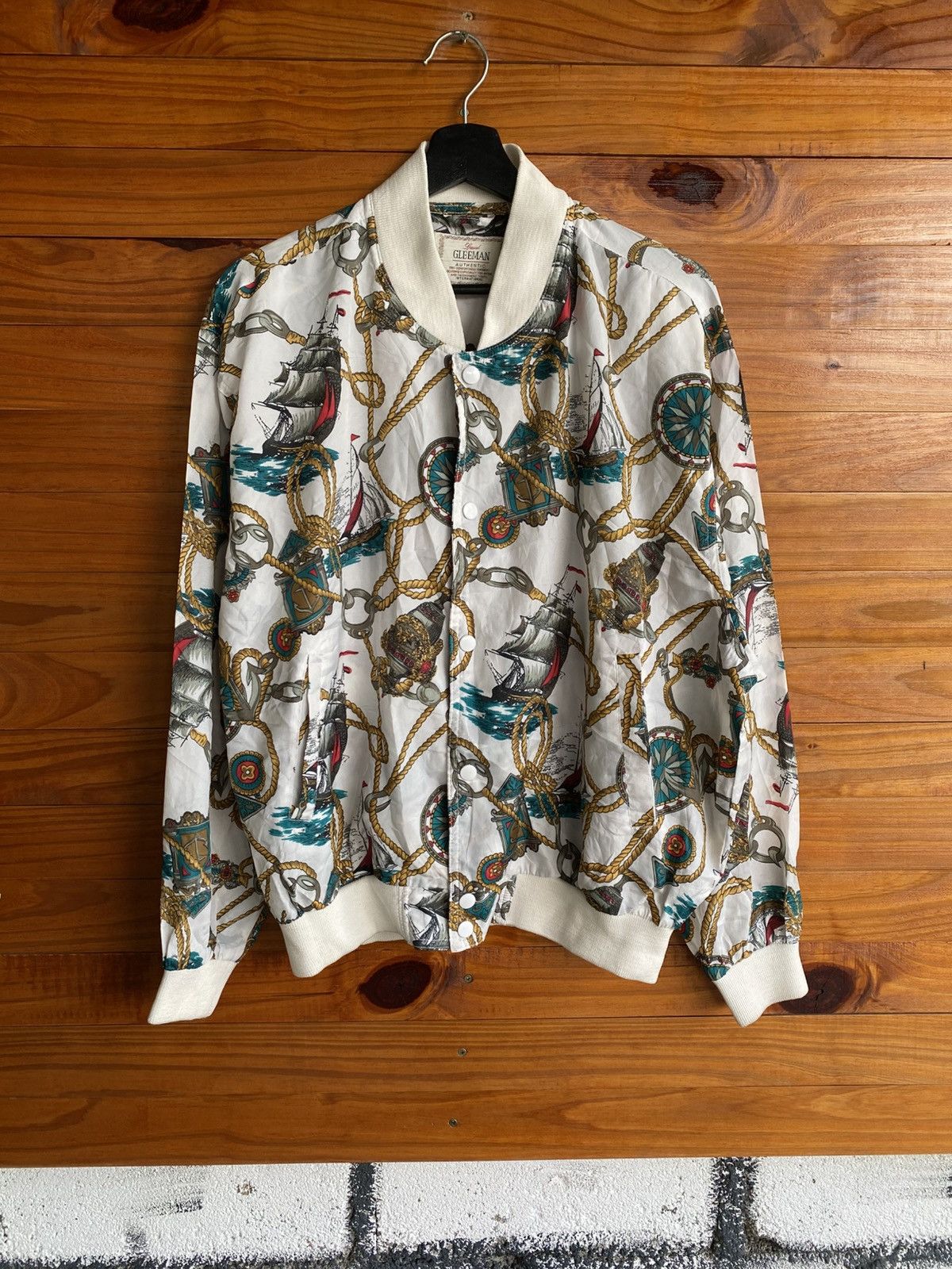 Japanese Brand Gleeman Nautical Print Vintage Chain & Ship Pattern Jacket Size US L / EU 52-54 / 3 - 3 Thumbnail