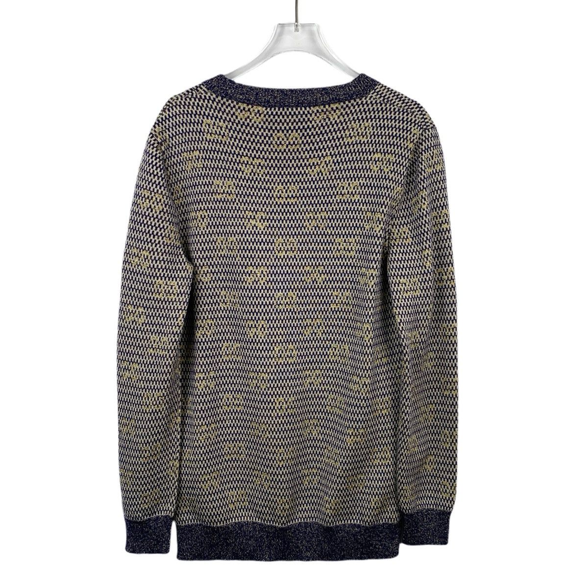 Gucci Gucci Blue Gold Thread Wool Knit Cardigan K26WX Size S / US 4 / IT 40 - 2 Thumbnail