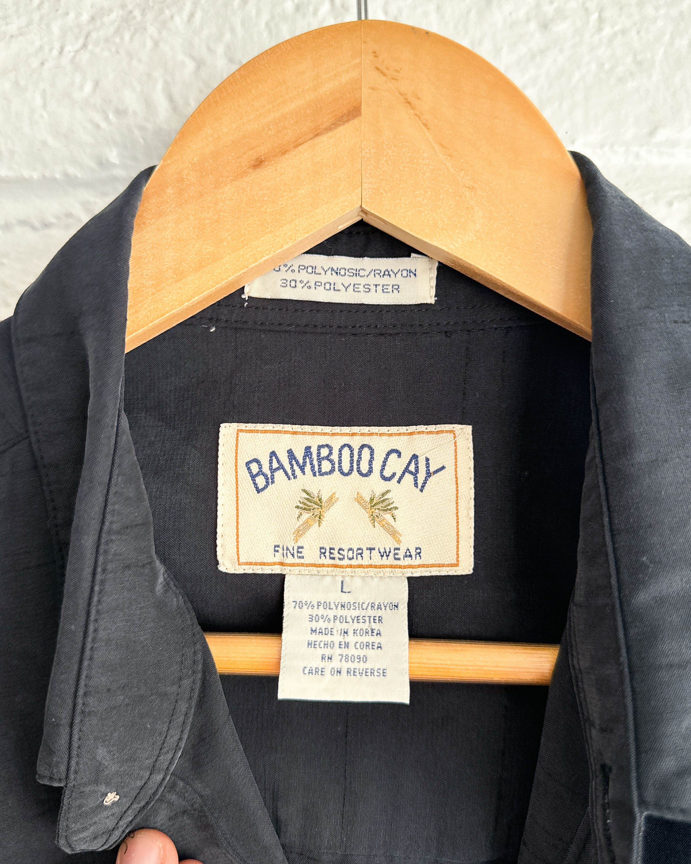 Vintage Vintage 2000s Bamboo Clay Hawaiian Shirt Black Men's L Size US L / EU 52-54 / 3 - 3 Thumbnail