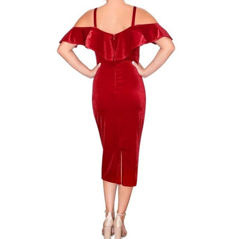 Other RACHEL RACHEL ROY Women's Ruffled Midi Velvet Dress | XSmall Size XS / US 0-2 / IT 36-38 - 2 Thumbnail