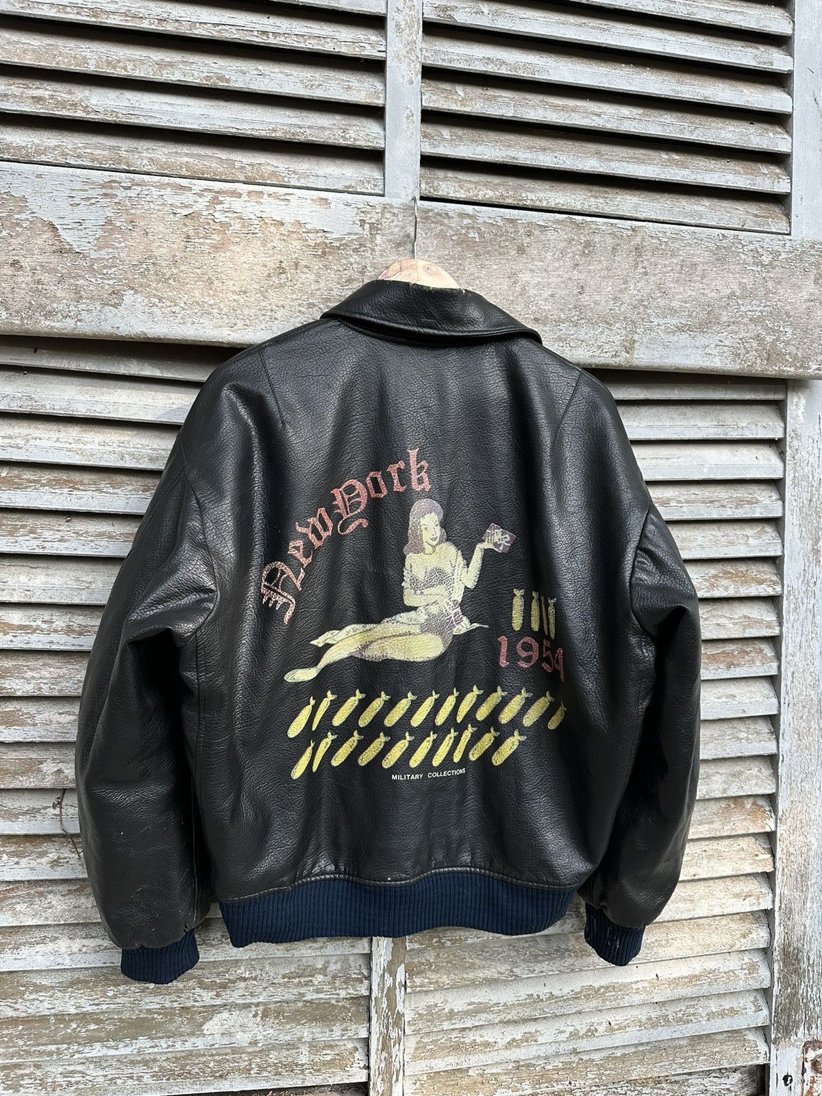 Vintage 👹Vintage Airborne US Airforce Leather Bomber Jacket Size US M / EU 48-50 / 2 - 2 Thumbnail