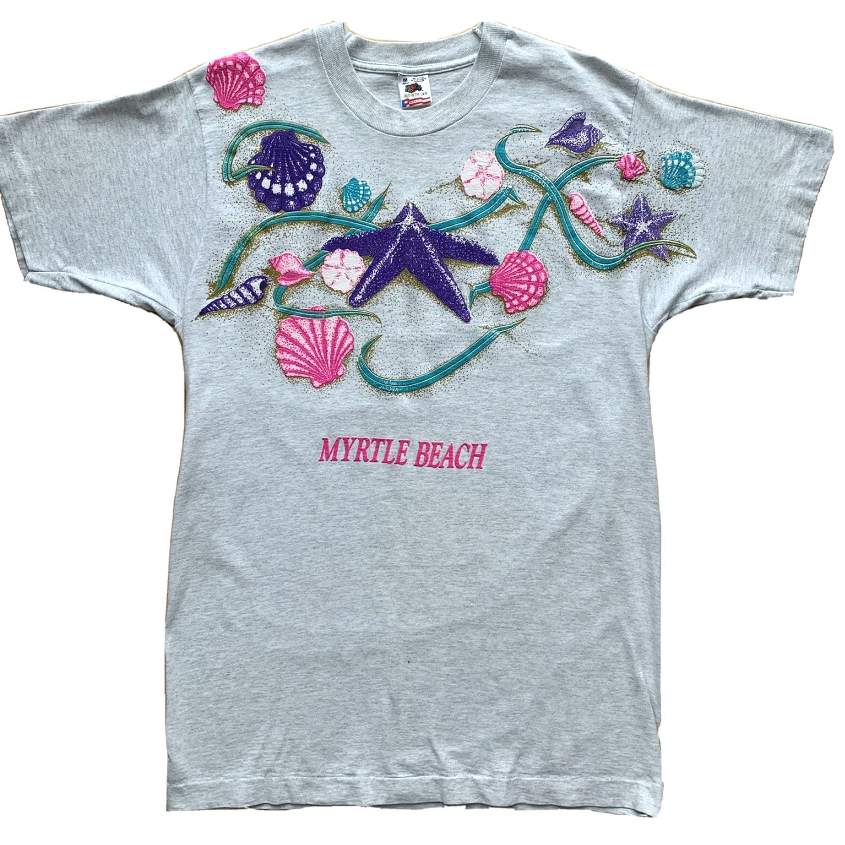Vintage VINTAGE Myrtle Beach Shirt M Gray 90s South Carolina Starfish Ocean Nature Art Shirt Mens" Size US M / EU 48-50 / 2 - 2 Thumbnail