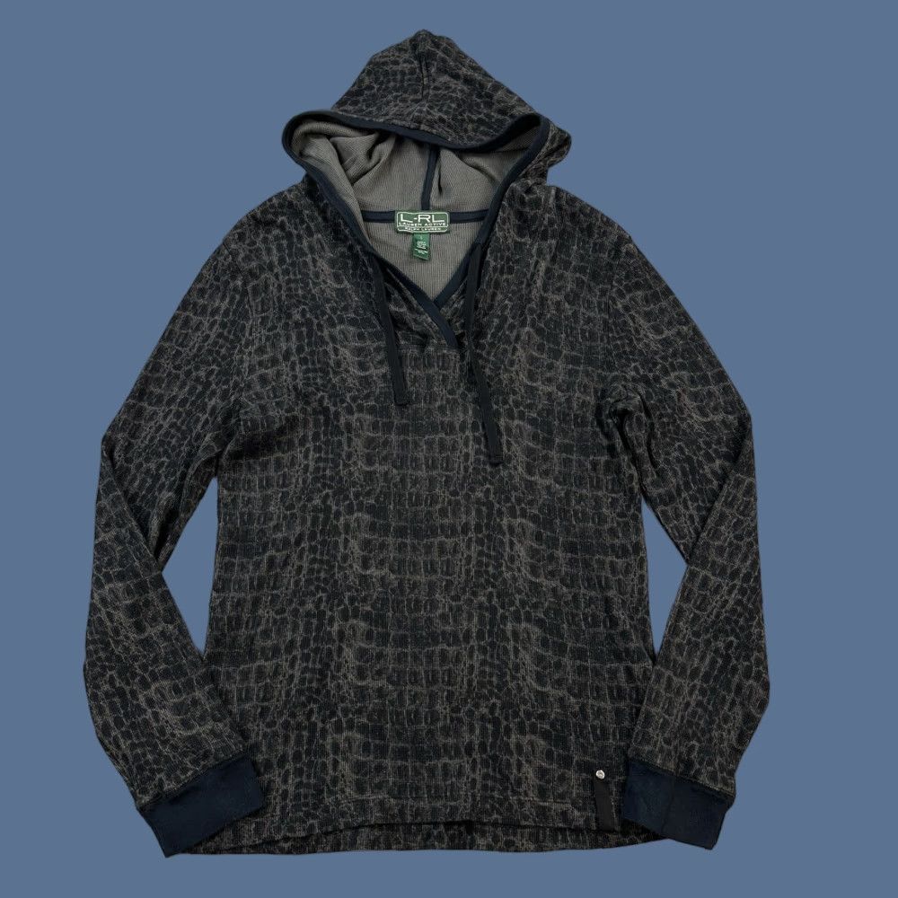Ralph Lauren VINTAGE Lauren Ralph Lauren Active Hoodie Womens Large Waffle Knit Animal Print Pullover Size L / US 10 / IT 46 - 1 Thumbnail