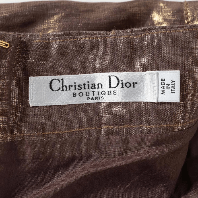 Dior Linen Skirt Brown x Metallic Gold Size 27" / US 4 / IT 40 - 5 Thumbnail
