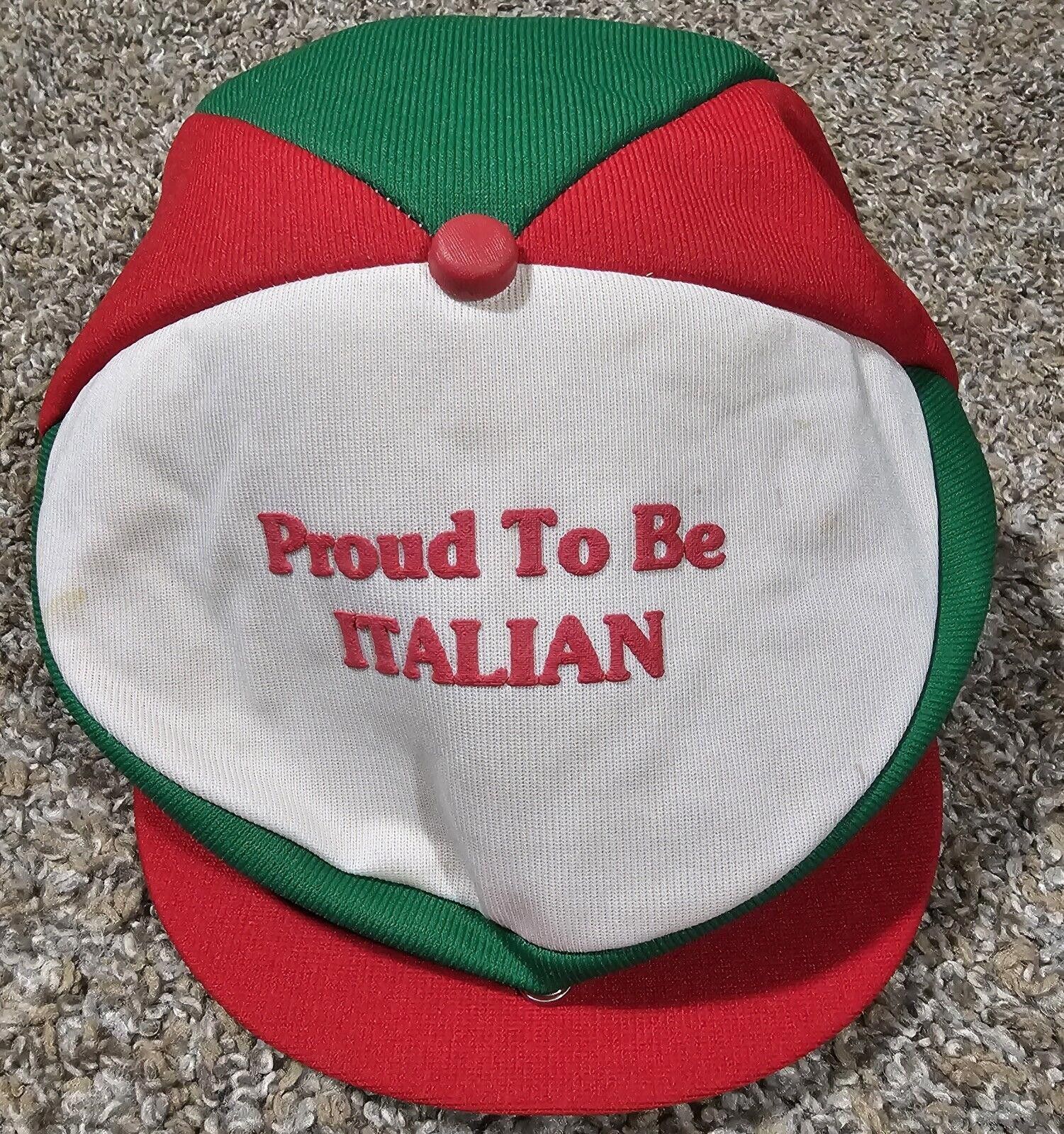 Designer Vtg Proud To Be Italian Pizza Button Hat SnapBack Red Green Size ONE SIZE - 2 Thumbnail