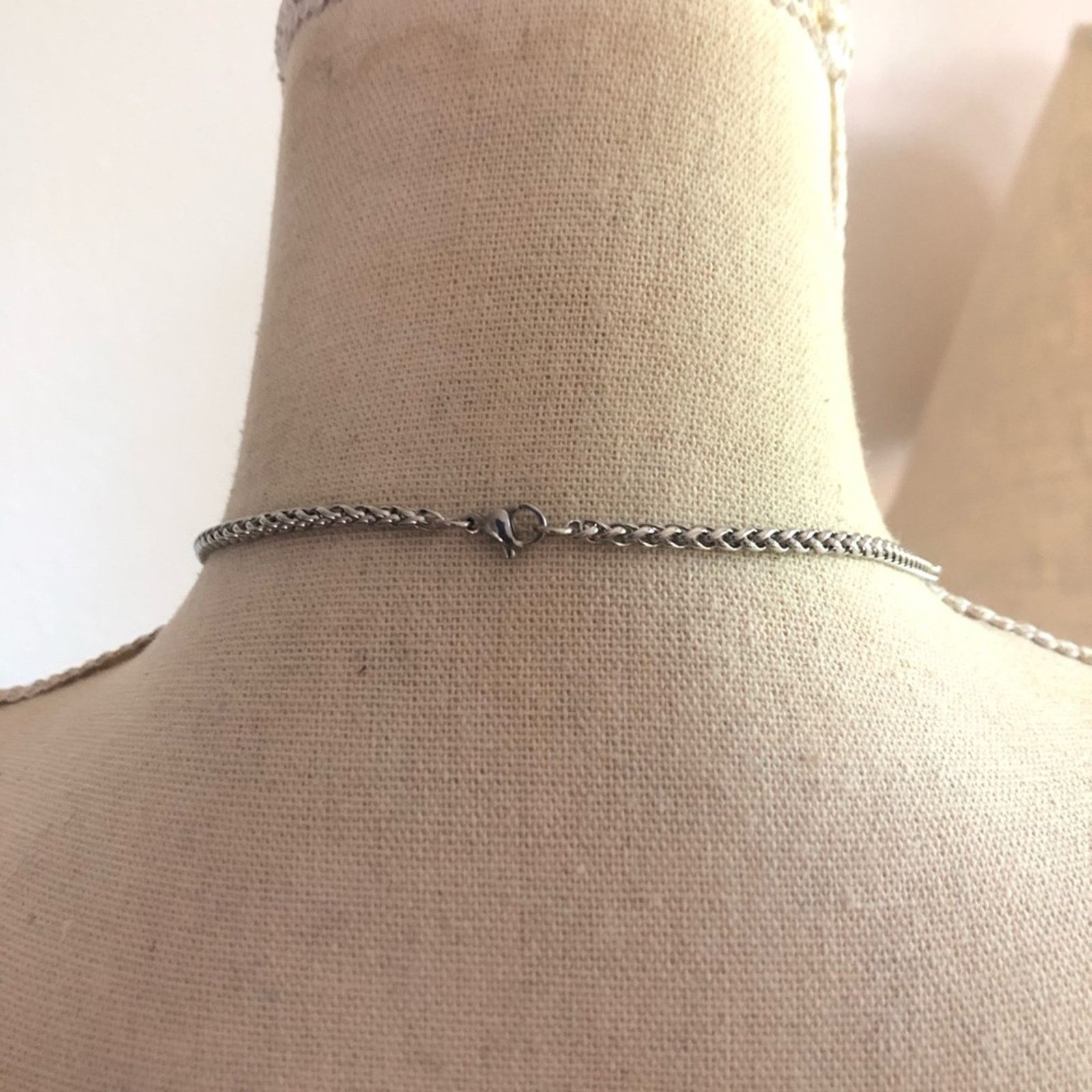 Jewelry Purple botanical print cross on chain necklace Size ONE SIZE - 5 Thumbnail